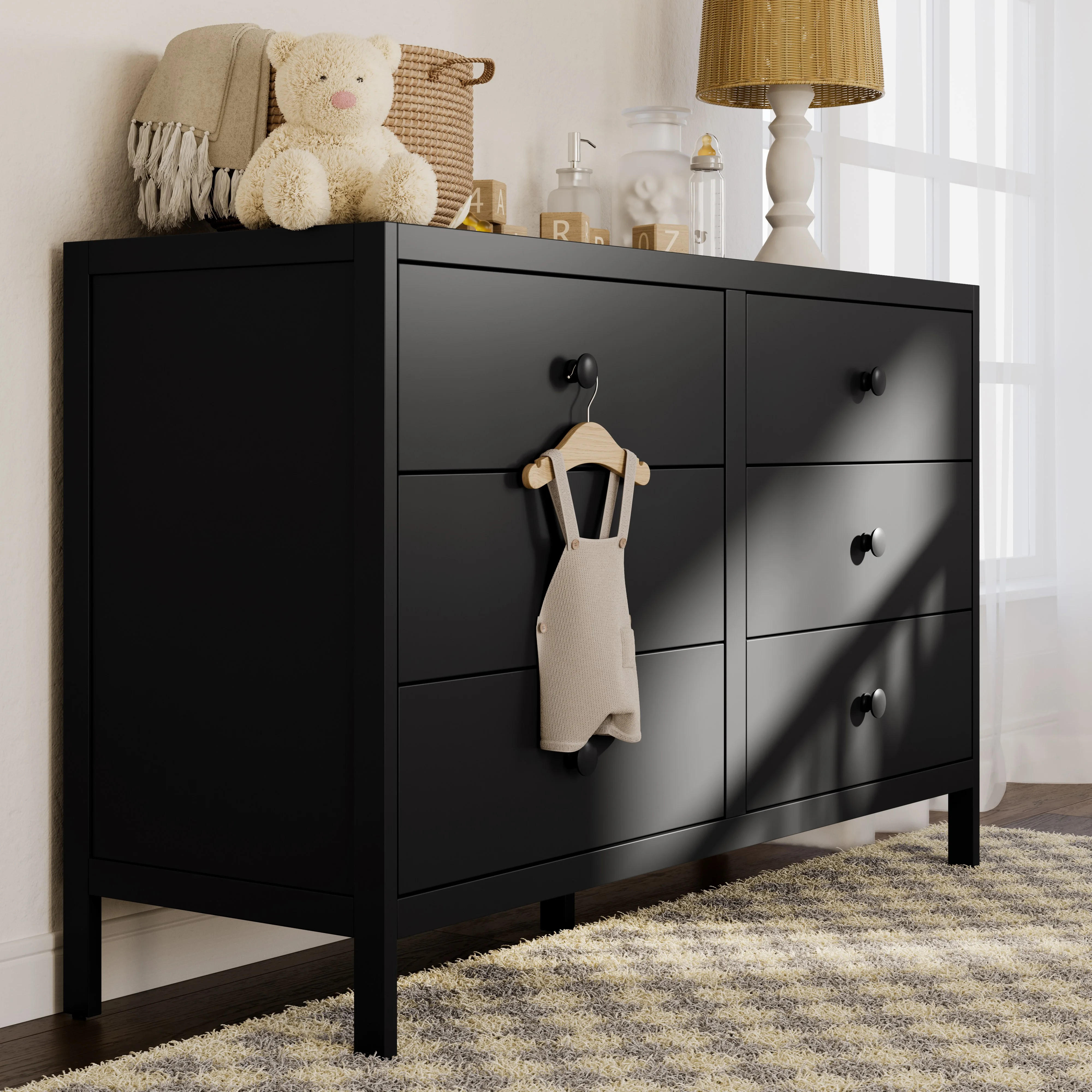 Graco Universal 6 Drawer Double Dresser, Black