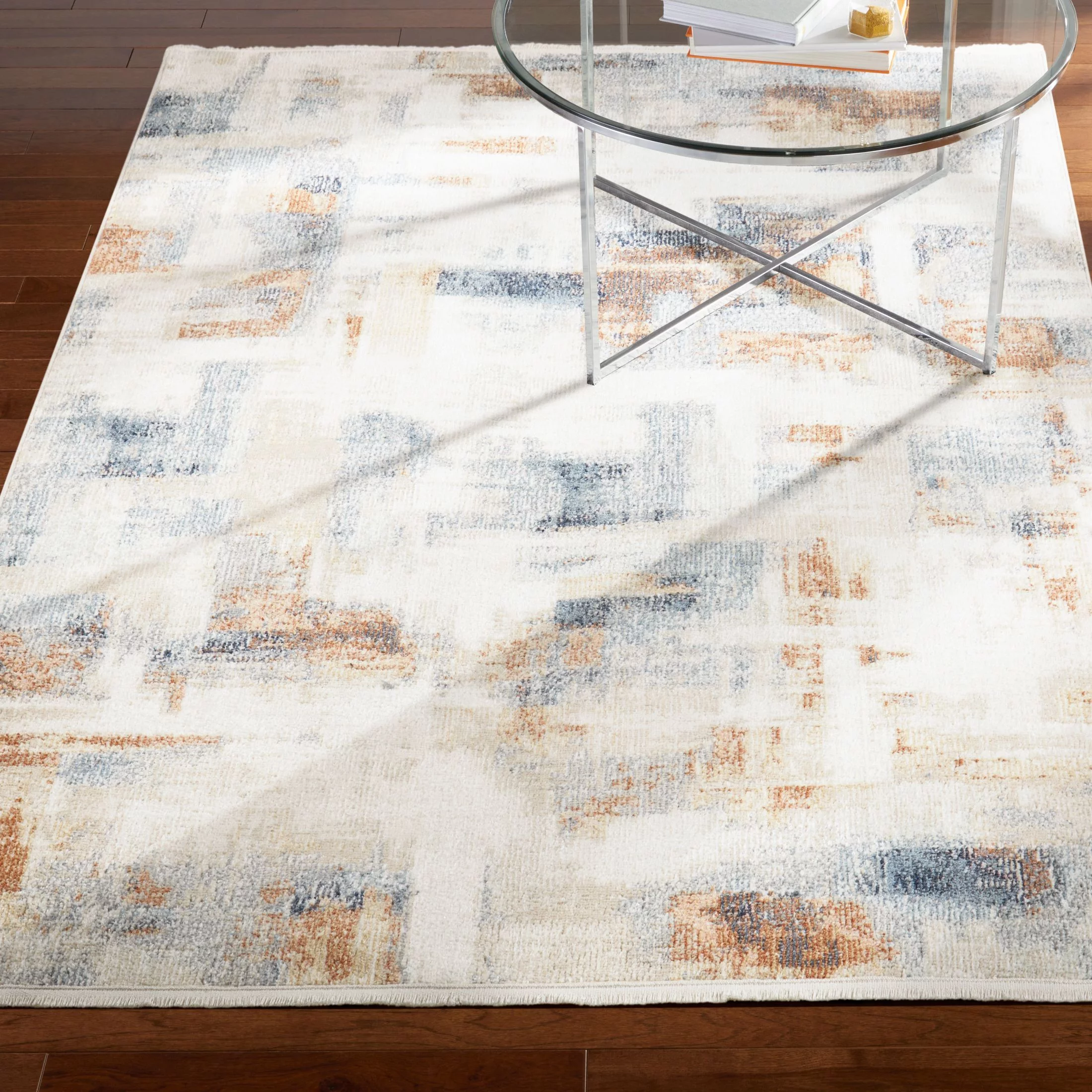 Mainstays Neutral Abstract Washable Indoor Area Rug, Abstract Neutral, 5'x7'