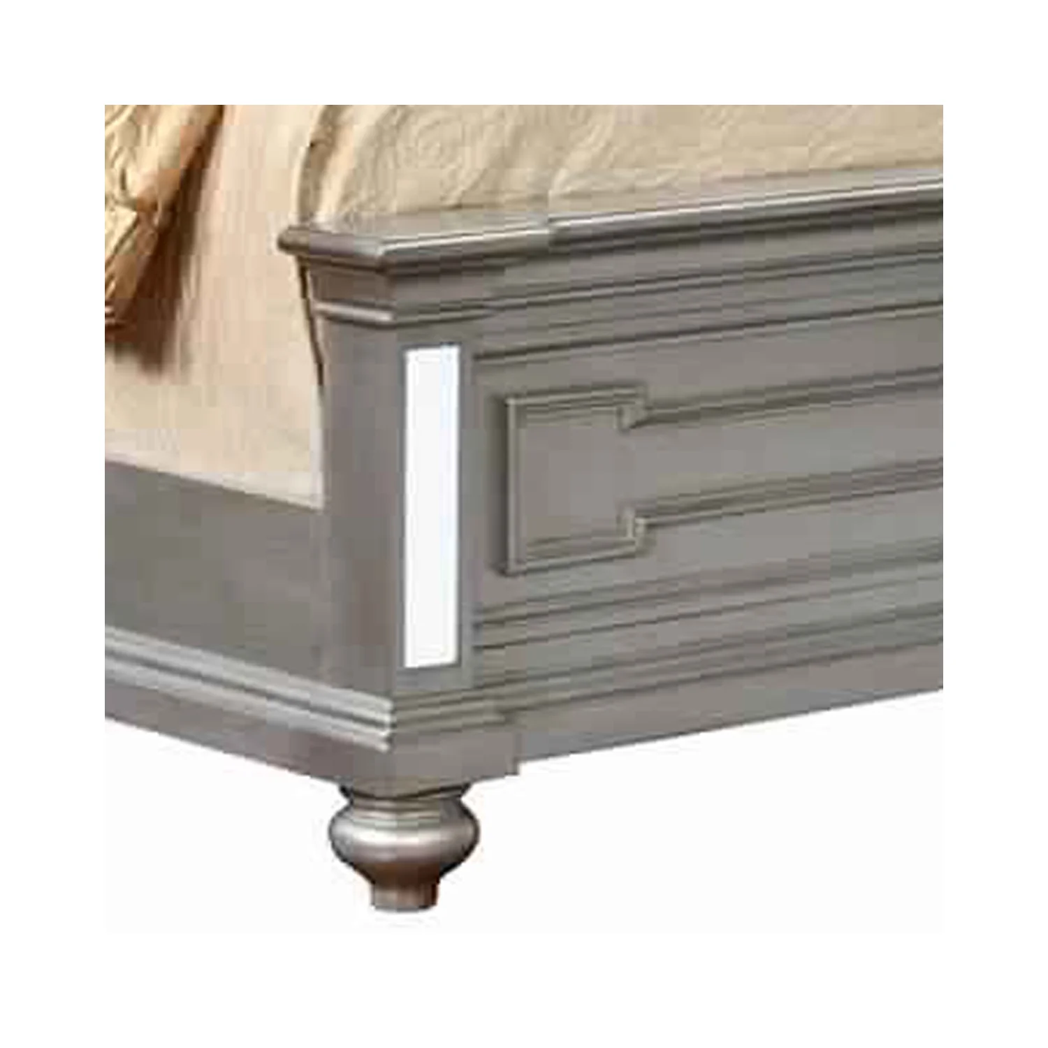 Maykoosh Vintage Variety California King Bed With Mirror Paneled Headboard And Footboard, Silver
