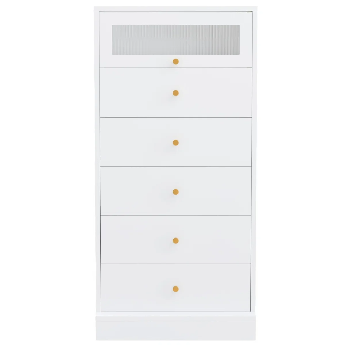 Homfa 6 Drawer White Gold Dresser, 51.4