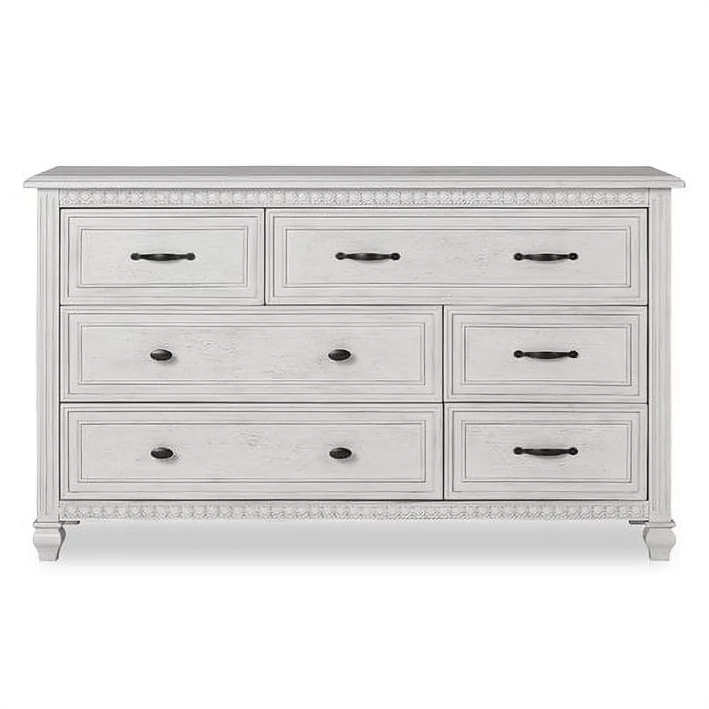 Evolur Madison Double Dresser Antique Grey Mist, 6 Spacious Drawers, Sturdy Build