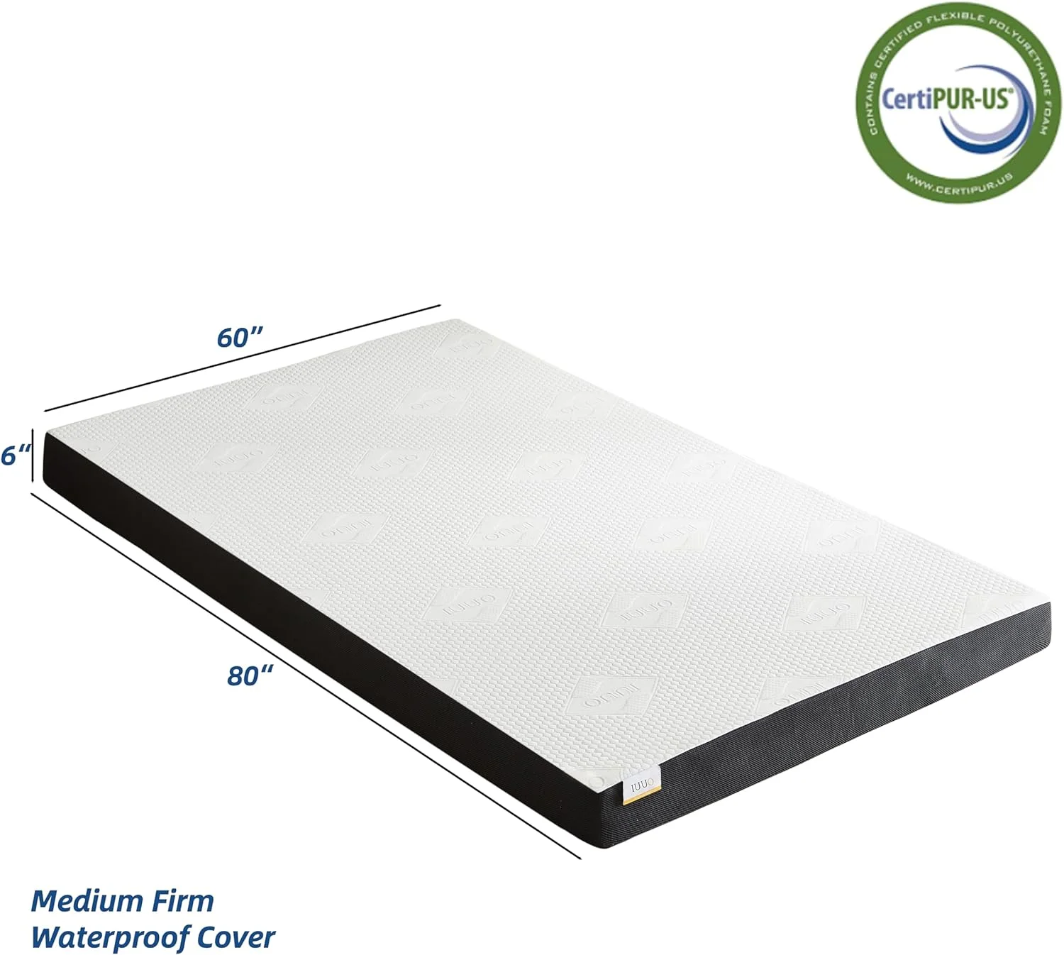 OUUI 6 Inch Gel Memory Foam Queen Mattress Medium-Firm Waterproof Twin Bed Mattress for Bunk Bed, Trundle Bed, Pressure Relief CertiPUR-US Certified Mattress in a Box
