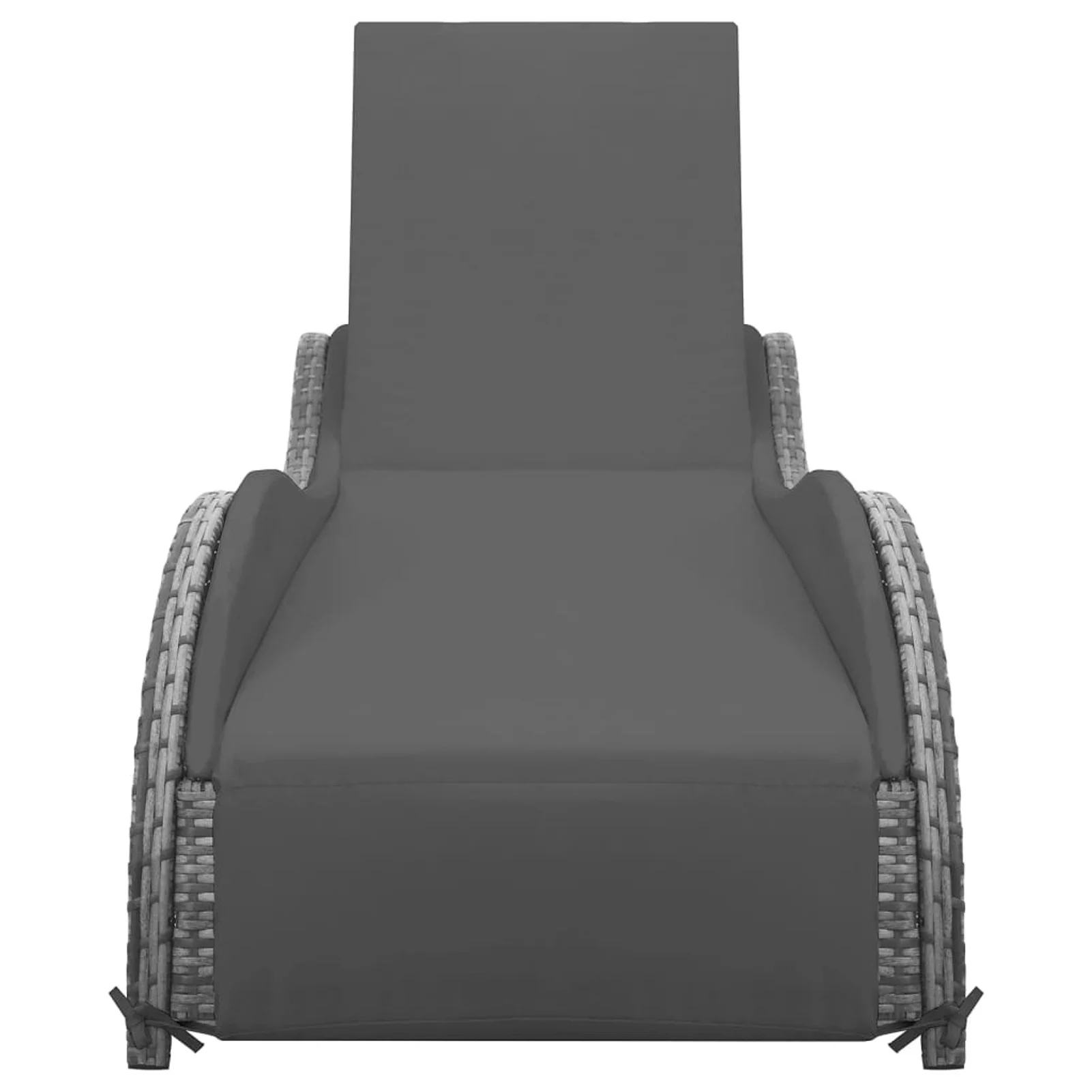 moobody Sun Lounger with Cushion Gray Poly Rattan Backrest Adjustable Daybed for Patio, Garden, Backyard, Poolside, Balcony, Outdoor Funiture 78.7 x 28.7 x 17.7 Inches (L x W x H)