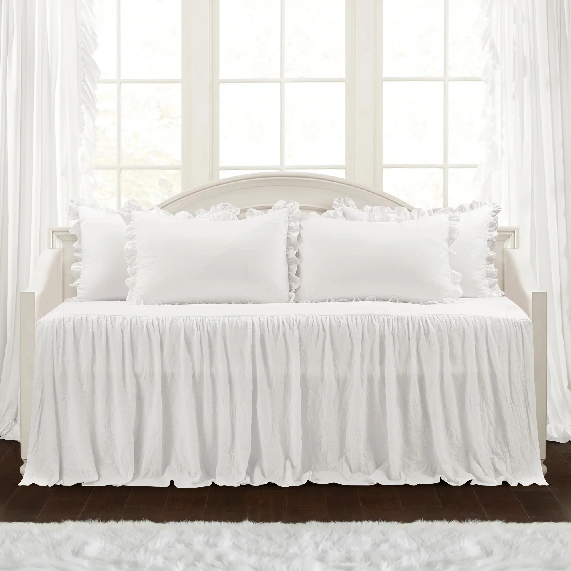 Lush Decor Ruffle Skirt Daybed Cover White 5Pc Set 39x75