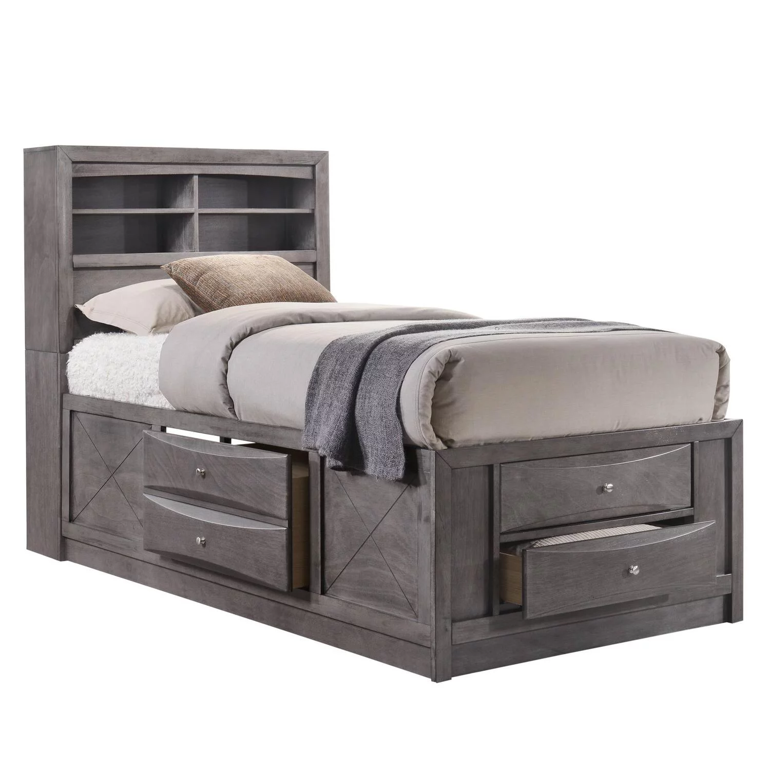 Picket House Furnishings Madison Twin Storage 5PC Bedroom Set-Color:Gray,Style:Modern/Contemporary,Weight:510