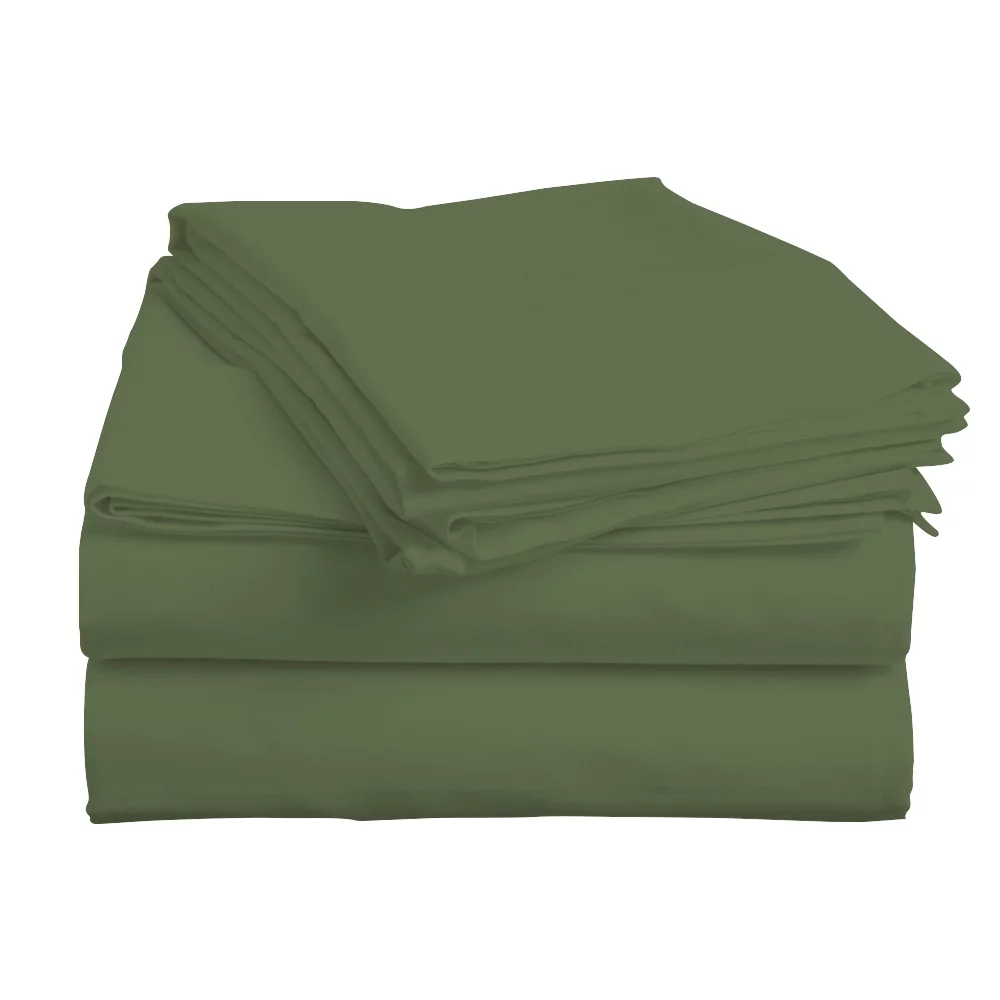 BedDecor 400 TC 100% Egyptian Cotton 4PC Sheet Set, 1PC Fitted Sheet, 1Flat Sheet and 2 Pillow Covers Sage California King Size 18