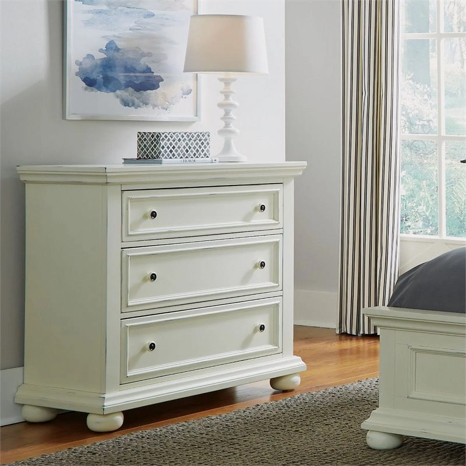 Bowery Hill 3 Drawer Wooden Chest in White