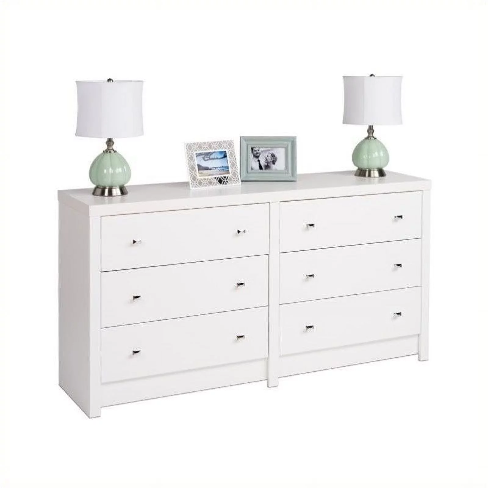 BOWERY HILL 6 Drawer Bedroom Wood Dresser Clothes Organizer, Large Storage Cabinet in White, 15.25