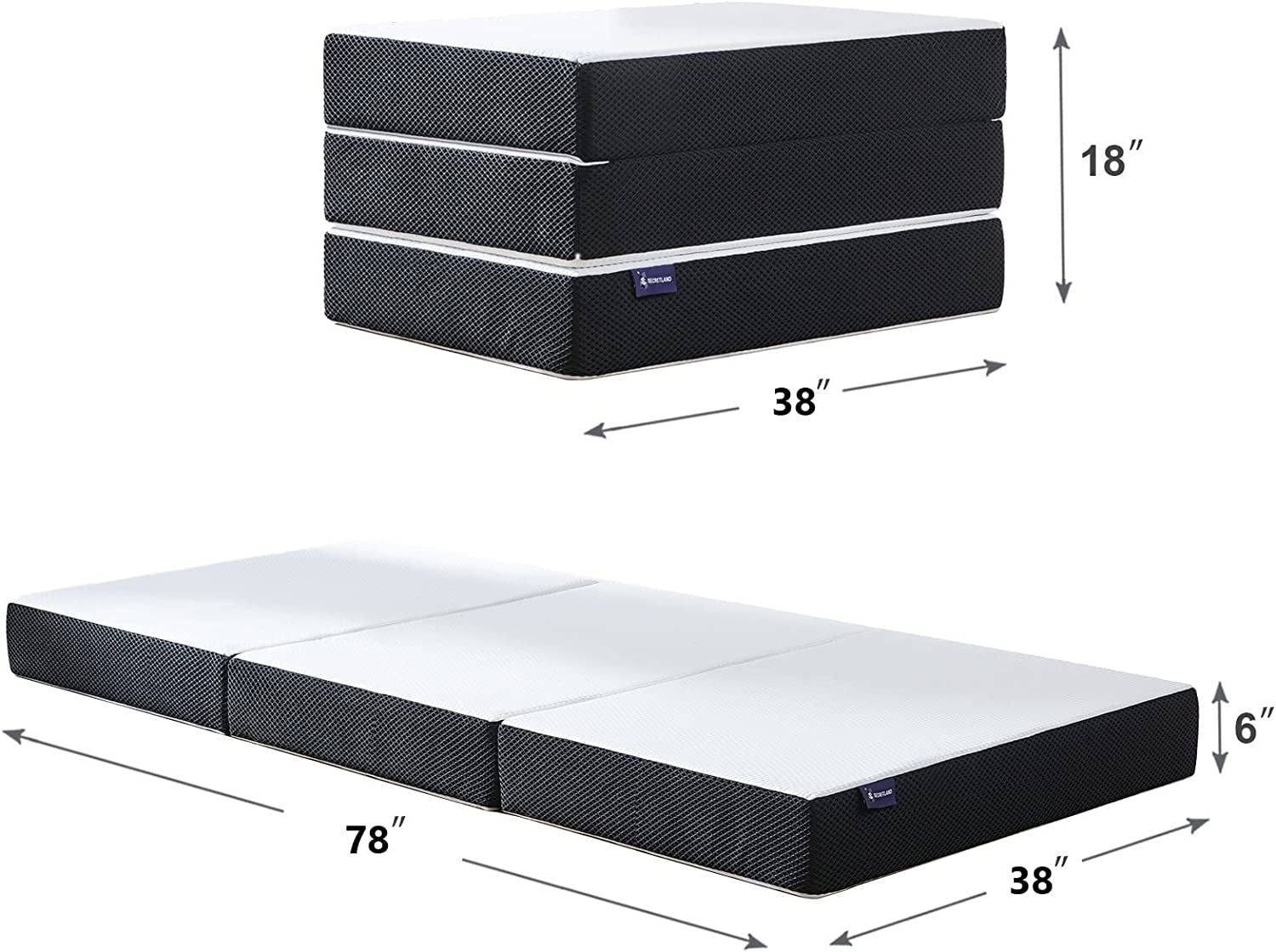 Perfect S SECRETLAND Folding Mattress  6 inch Tri-fold Memory Foam Mattress Topper with Washable Cover  Foldable Mattress Topper for Camping  Guest - Full Size  73" x 52" x 6"