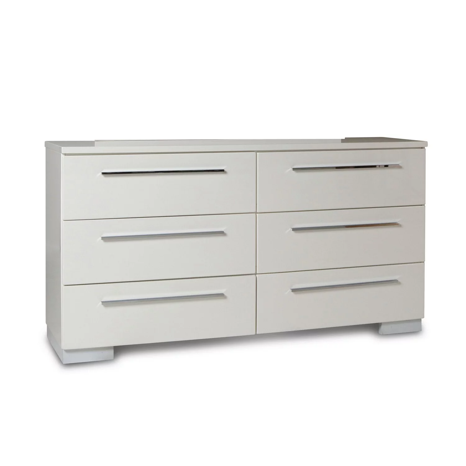 Benzara Contemporary Style 6 Drawer Wooden Dresser with Metal Pulls, White