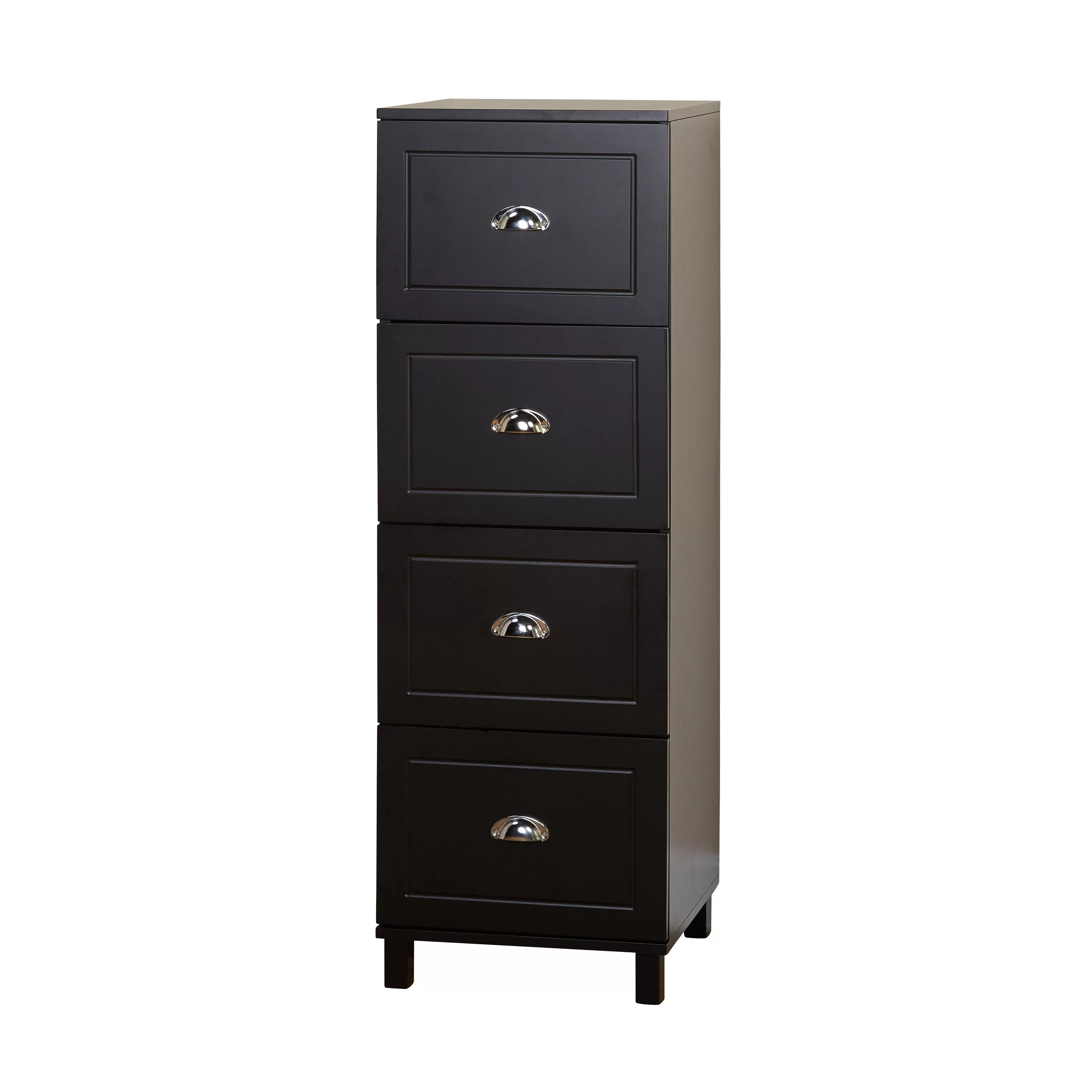 TMS 4 Drawer Vertical Wood Filing Cabinet, Black