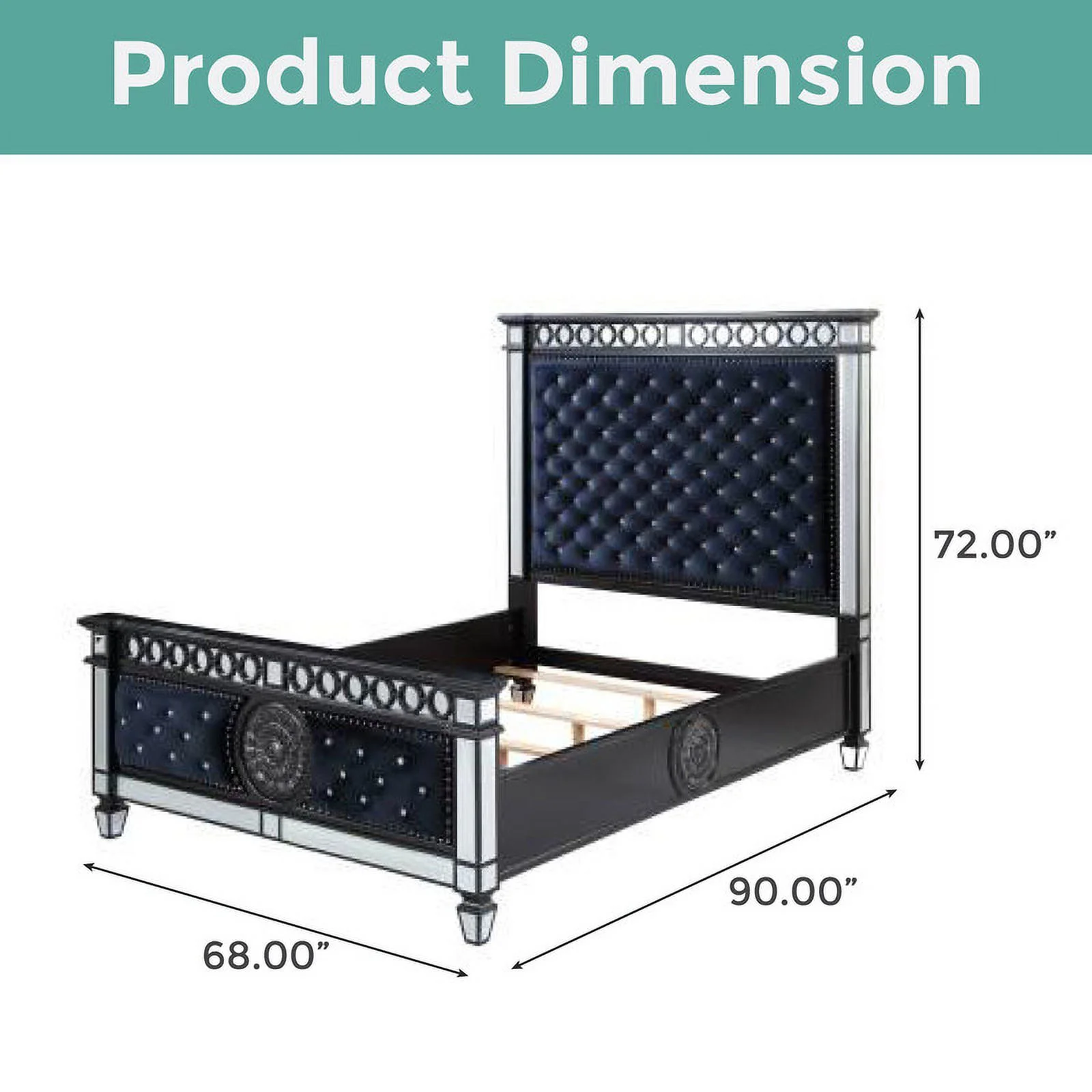 Velvet clothes loft bed Black standard bed Solid Wood queen bed