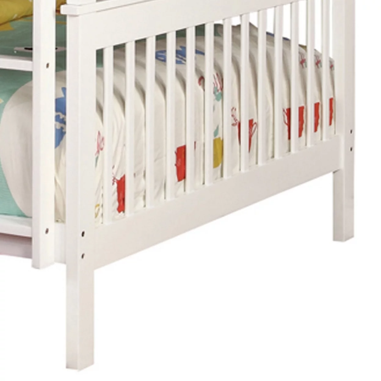 Mission Style Full over Full Bunk Bed with Attached Ladder, White- Saltoro Sherpi