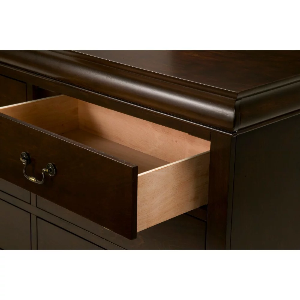 Rubberwood 6 Drawer Dresser With Antique Handles Brown