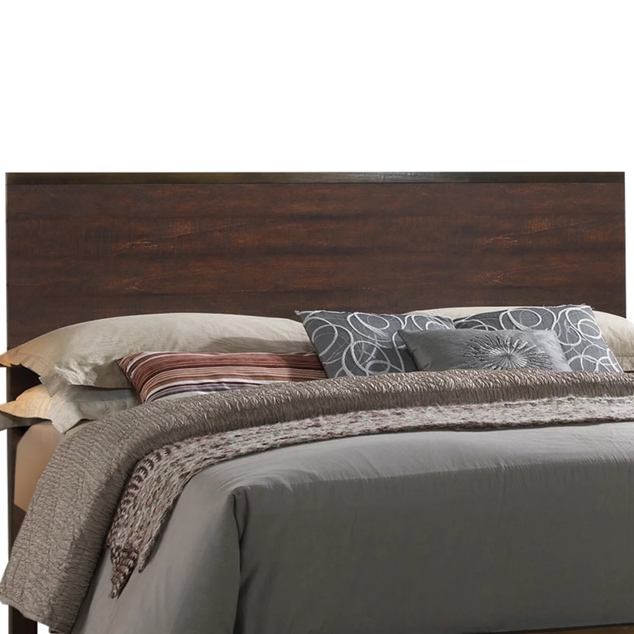 Transitional Style Eastern King Size Panel Bed with Low Footboard Brown- Saltoro Sherpi