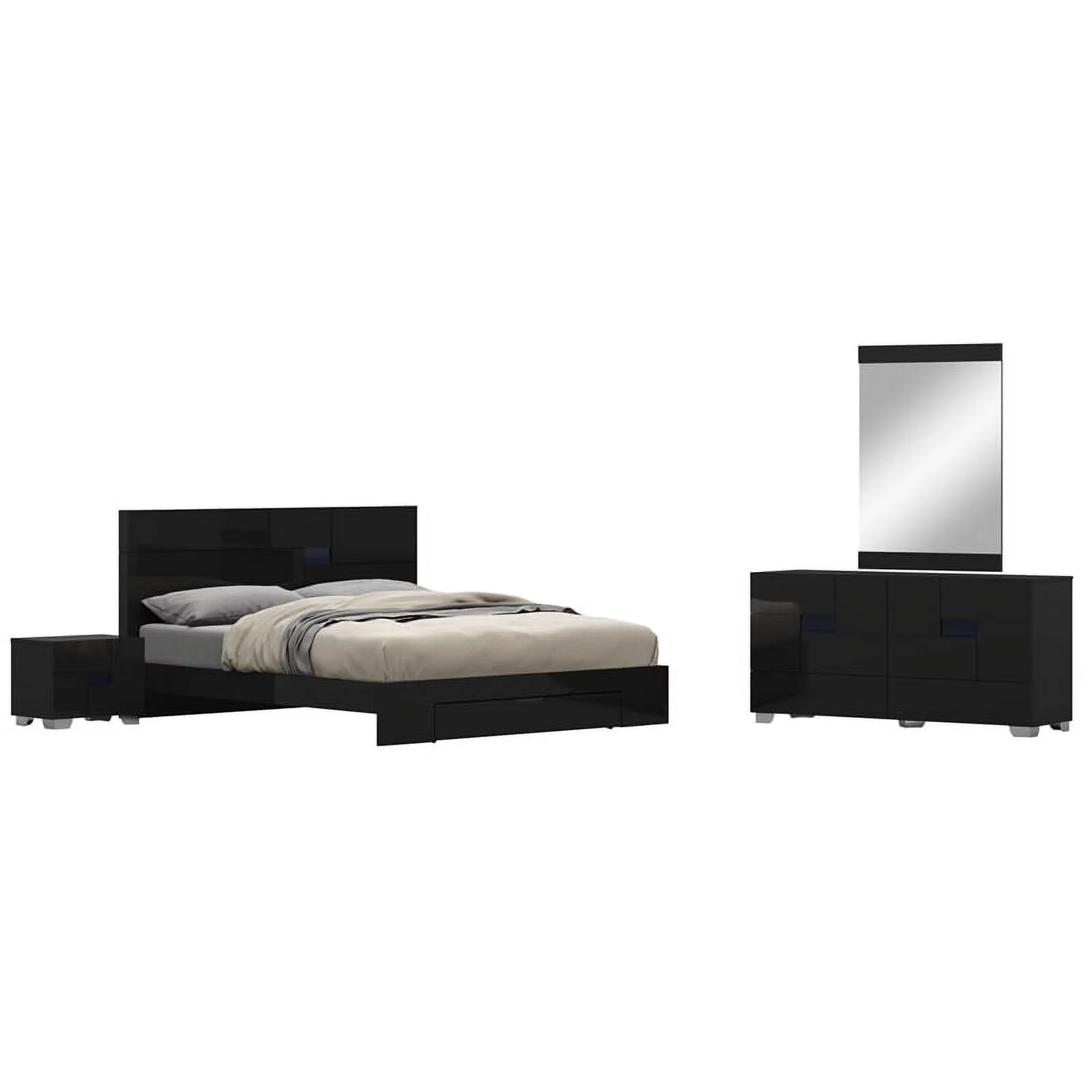 Titan Furnishings Waldorf 4-Piece Wood California King Bedroom Set in Black