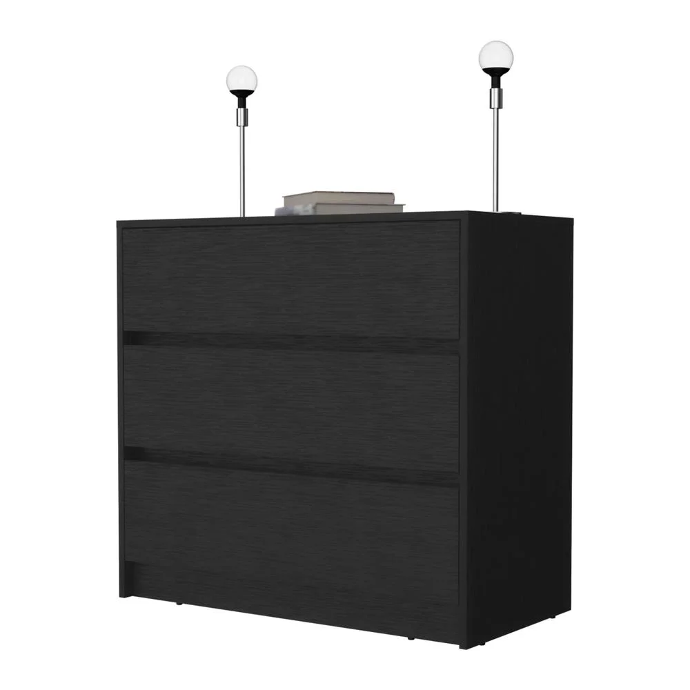 FM FURNITURE LLC Avra 3 Drawer Dresser ,Black