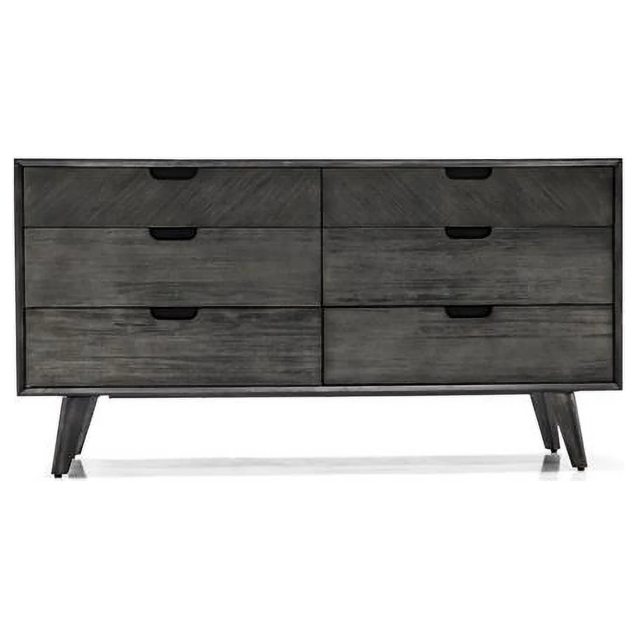 HomeRoots 518626 61 in. Gray Solid Wood Six Drawer Double Dresser