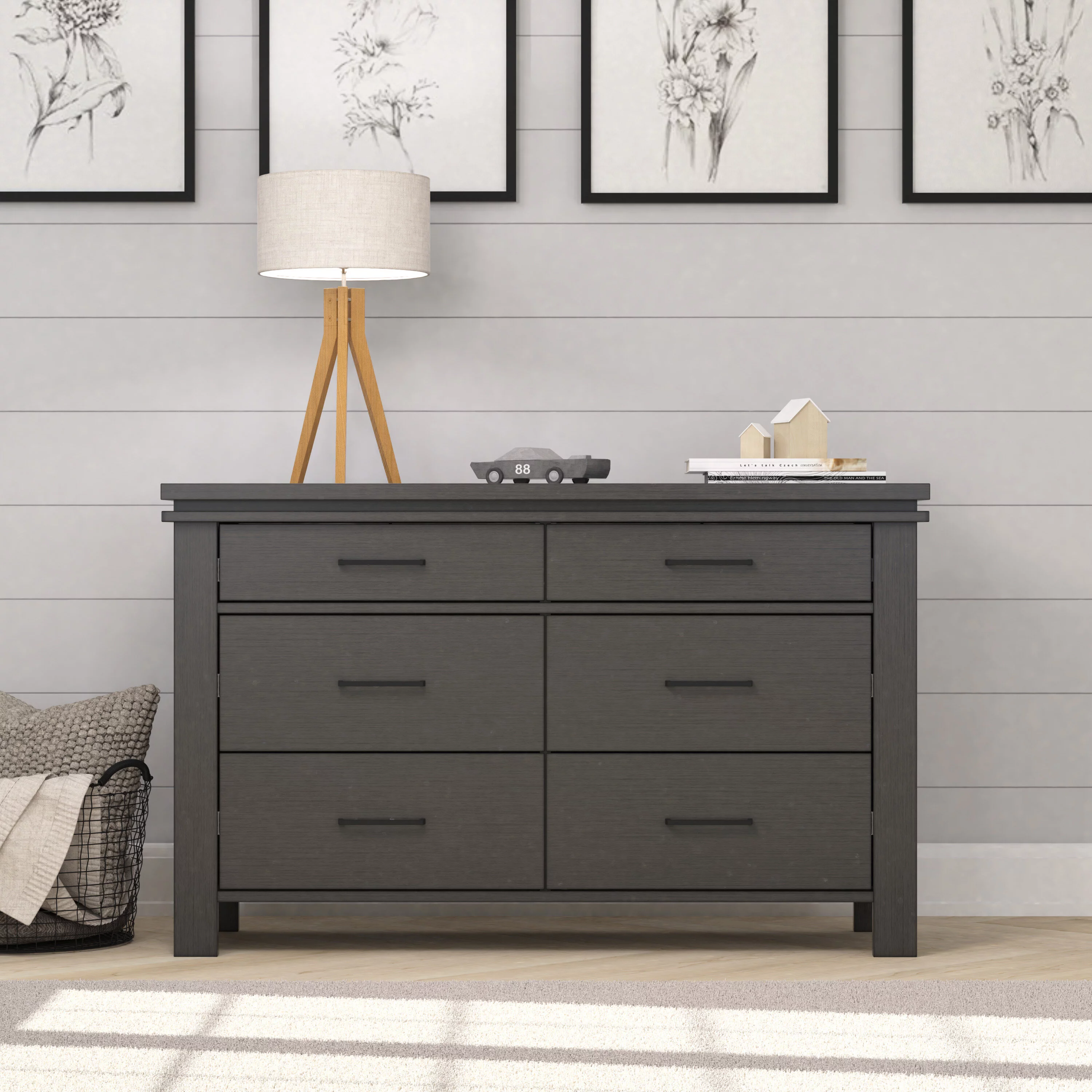 Child Craft Denman Double Nursery Dresser, Midnight Gray