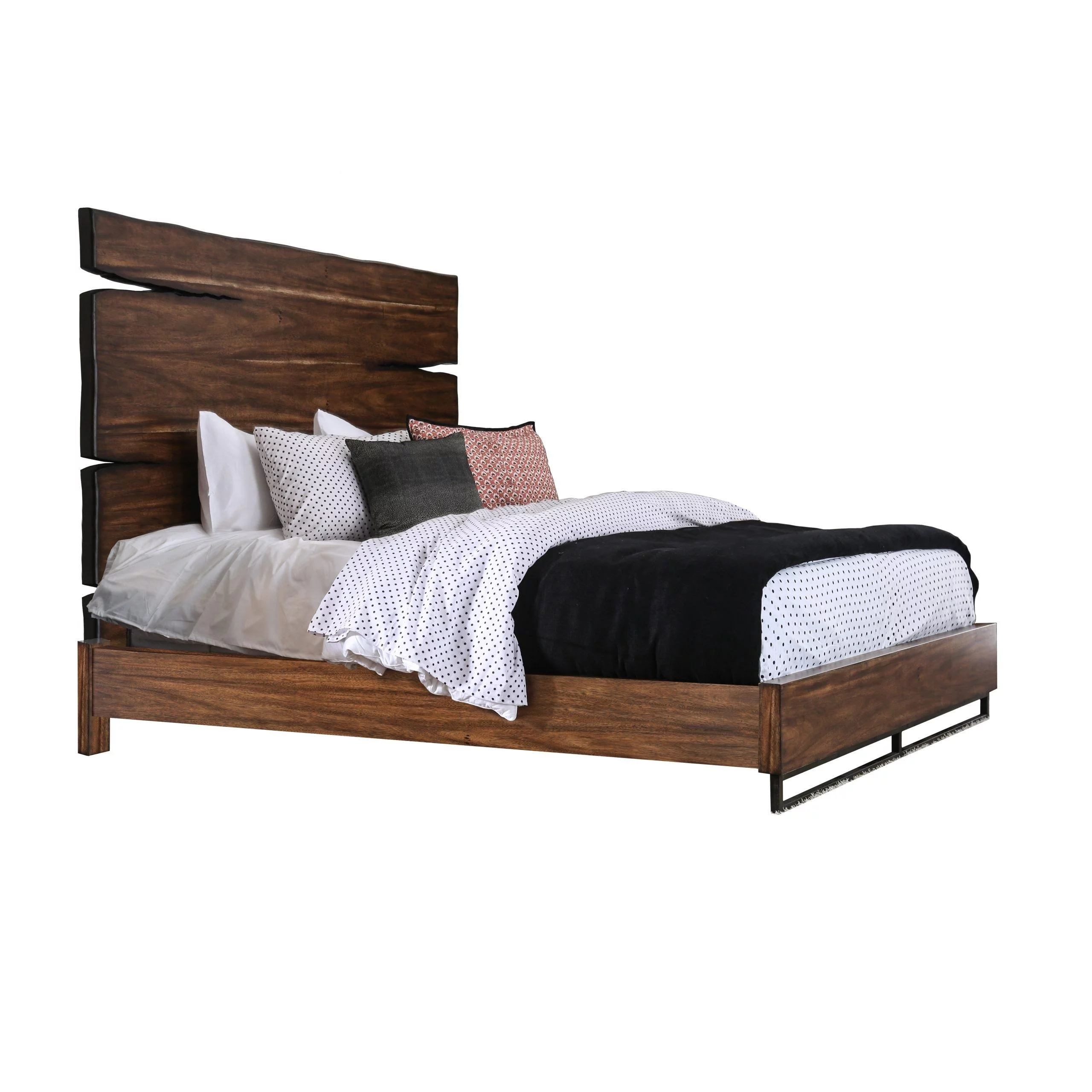 Dark Walnut & Dark Oak Solid Wood Queen Bedroom Set 6pcs FOA CM7363 Fulton