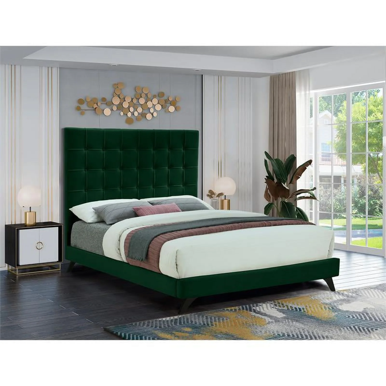 Meridian Furniture Elly Green Velvet Full Bed