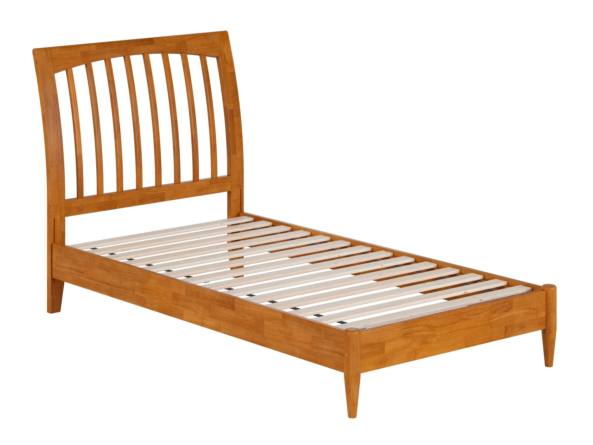 AFI Orleans Twin Solid Wood Low Profile Sleigh Platform Bed, Light Toffee
