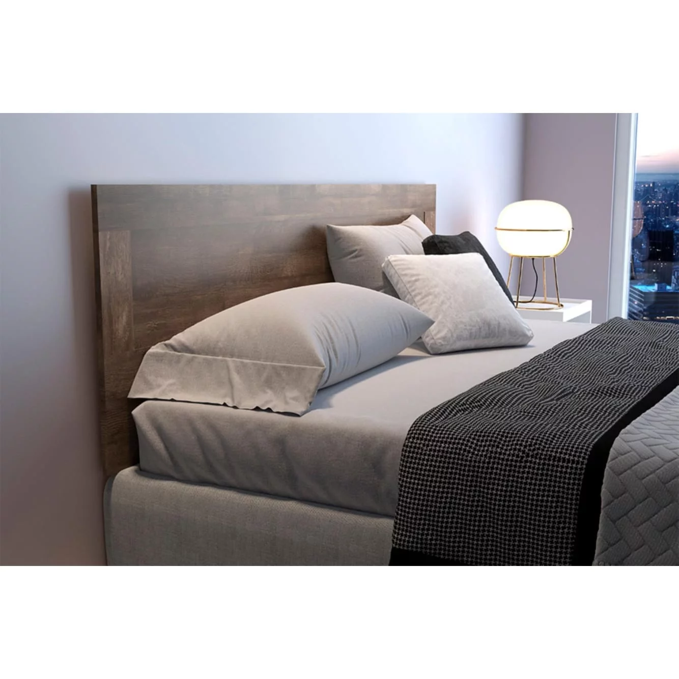 Midtown Concept Mid-century Wall Mounted Headboard White Queen