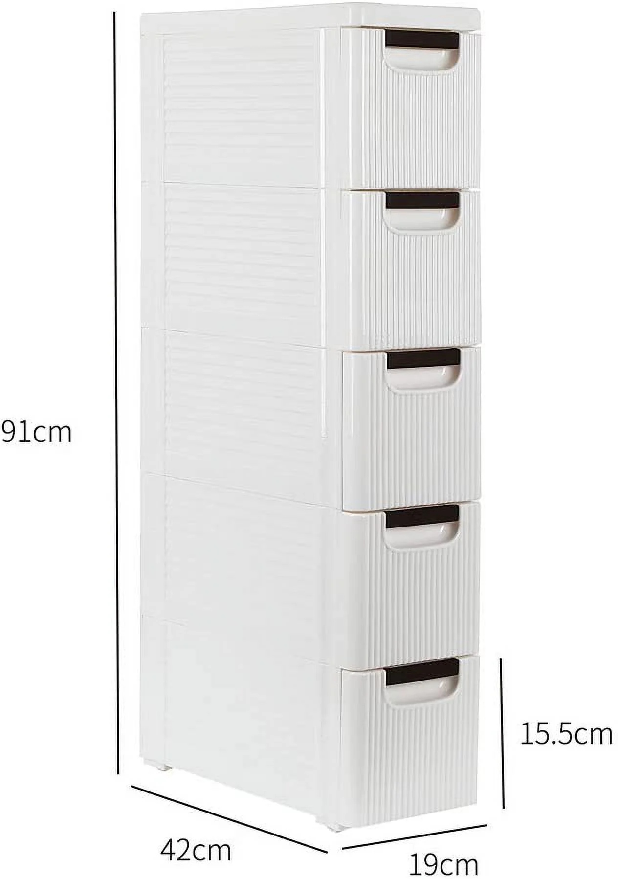 Bathroom Storage Cabinet,Narrow Rolling Chest of Drawers,Plastic 5-Drawer Storage Cart on Wheels,Standing Shelf Units for Bathroom Bedroom