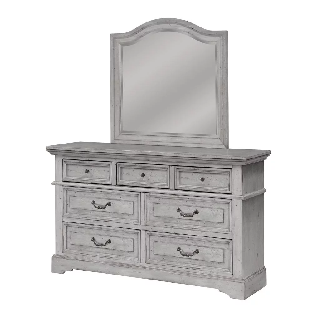 American Woodcrafters Stonebrook Dresser and Mirror