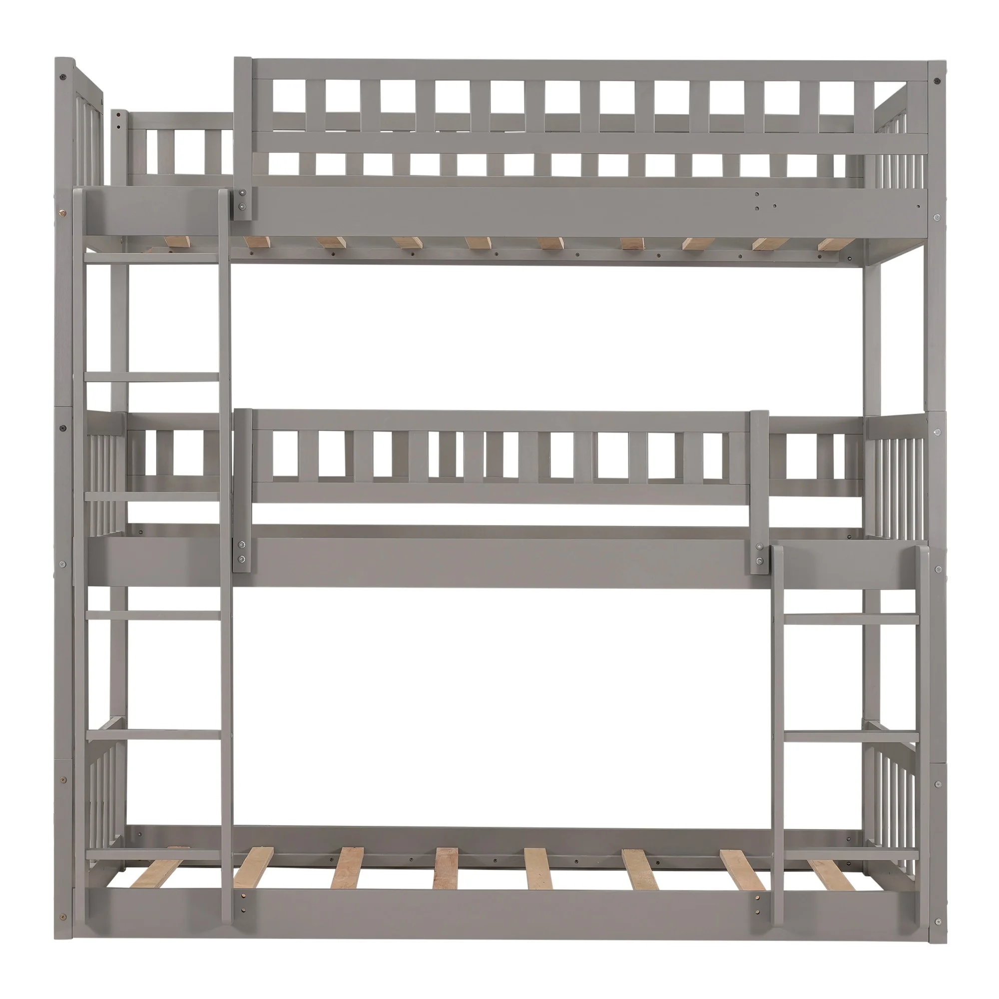 HomeRoots  78 x 78 x 40 in. Gray Twin Over Twin Size Contemporary Manufactured & Solid Wood Bunk Bed