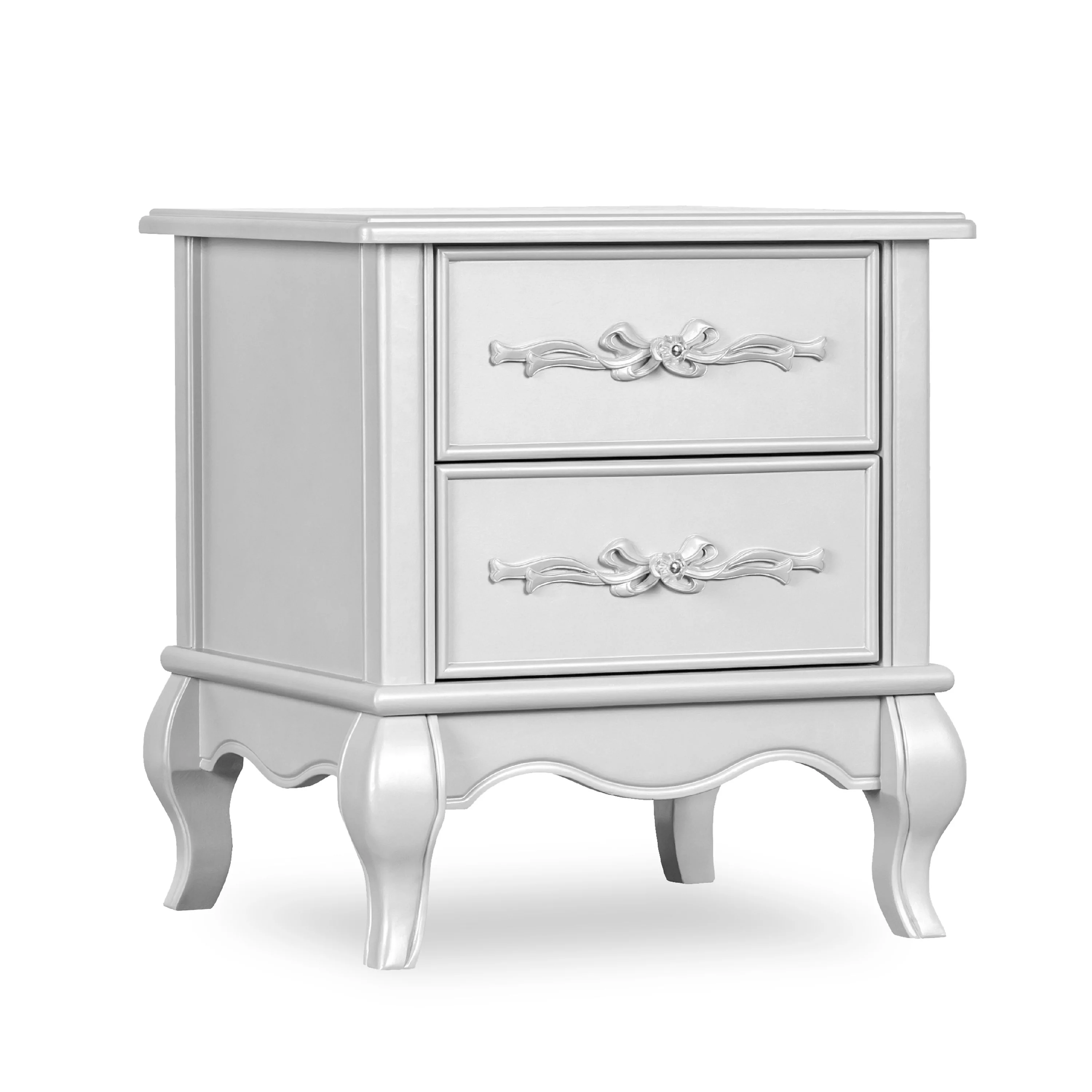 Evolur Aurora Nightstand, Akoya Grey Pearl, Ample Storage