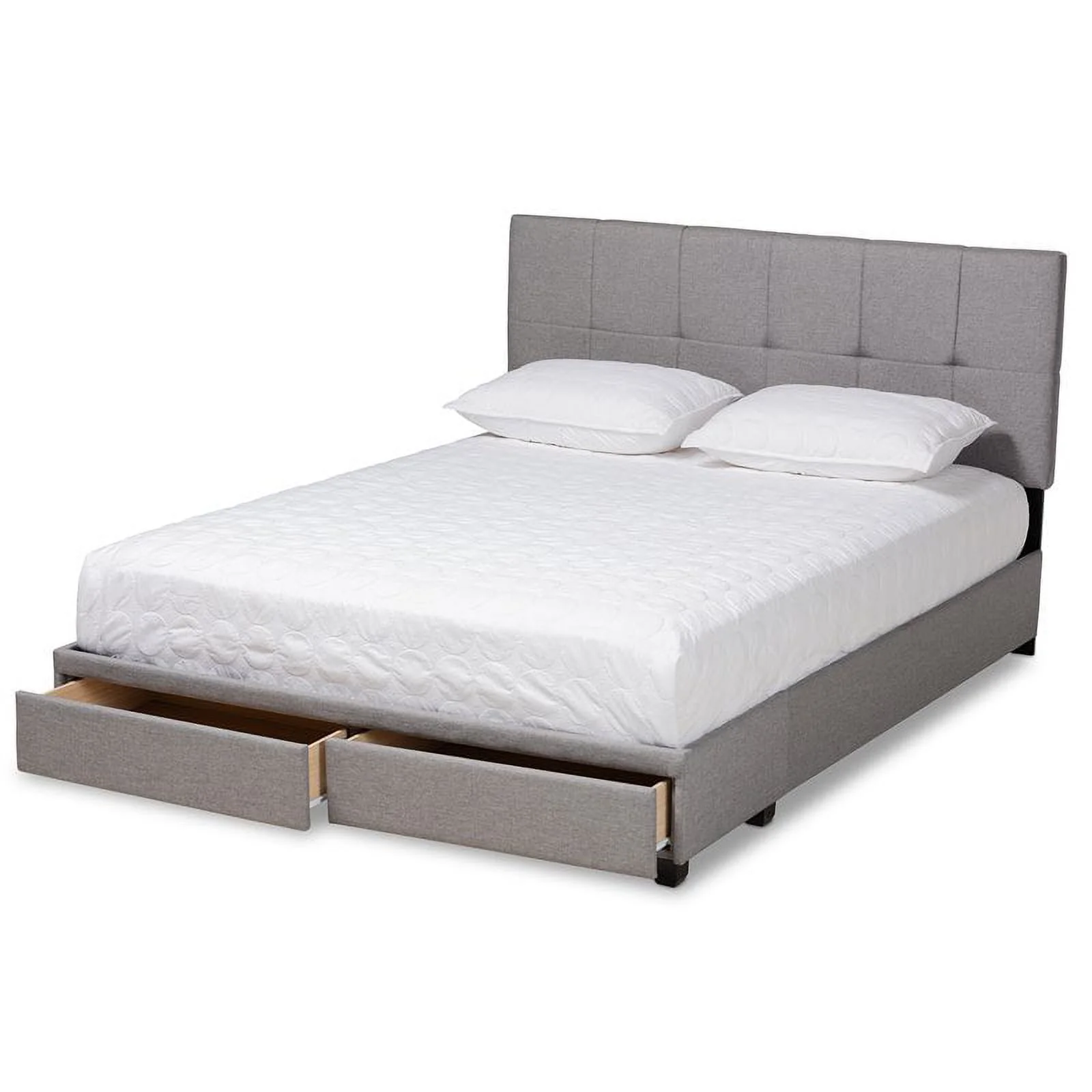 Bowery Hill Modern Fabric Tufted Platform Storage King Bed in Light Gray