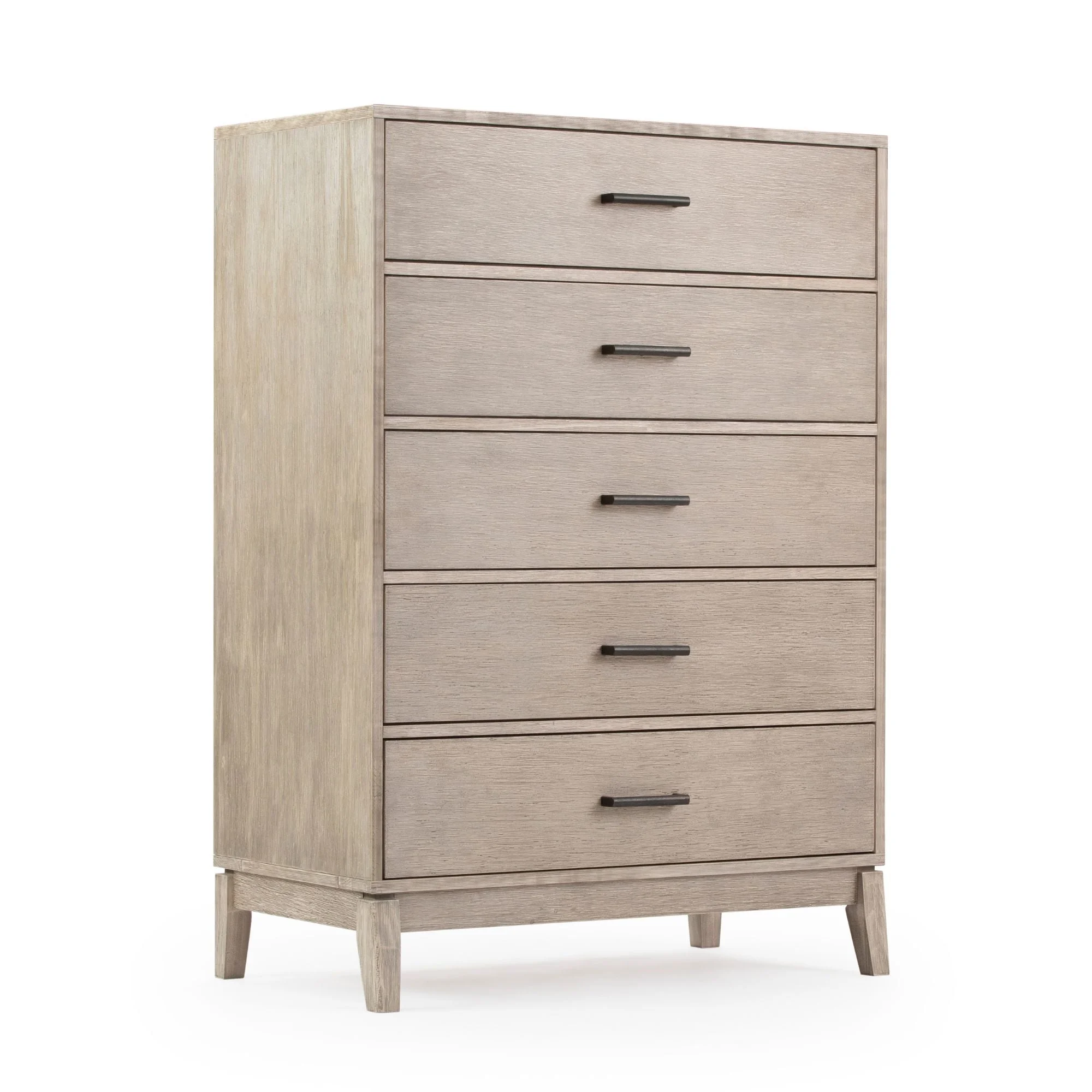 Plank+Beam 5 Drawer Dresser, Farmhouse Chest of Storage Drawers, Solid Wood Dressers for Adults Bedroom, Seashell Wirebrush