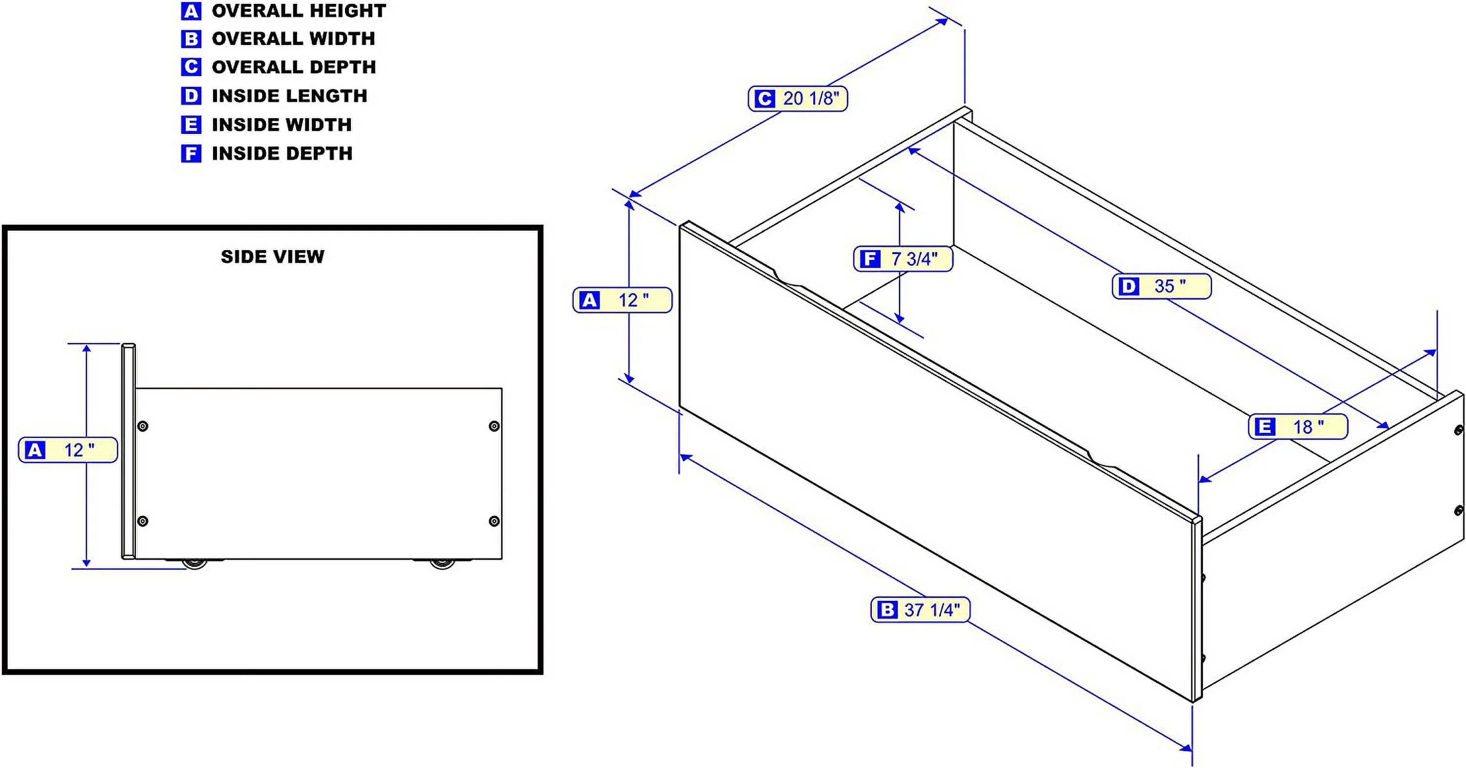 WAGEE Under Bed Drawers (Set of 2), Twin/Full, White