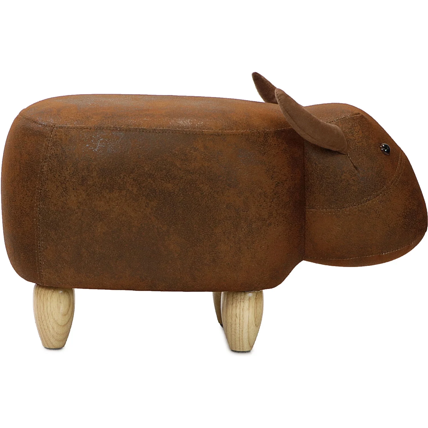 Critter Sitters 14-in. Seat Height Faux-Leather Brown Cow Animal Shape Ottoman