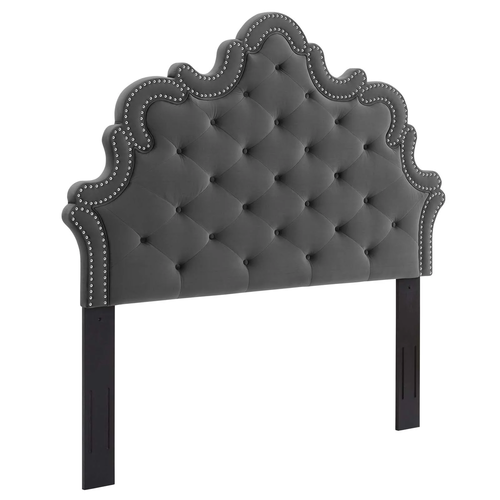 Modway Arabella Button-Tufted Performance Velvet Twin Headboard in Charcoal