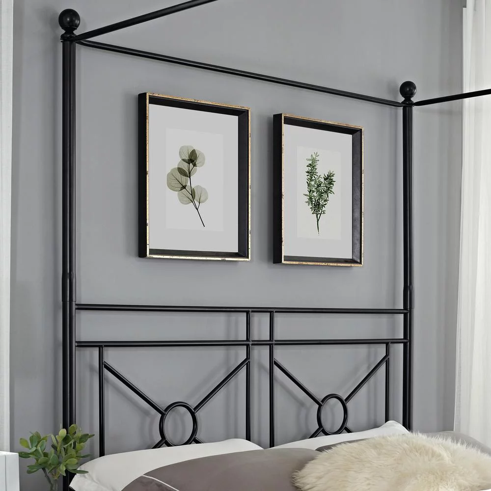 Crosley Furniture Montgomery Metal Frame Queen Canopy Bed in Black Powder Coat