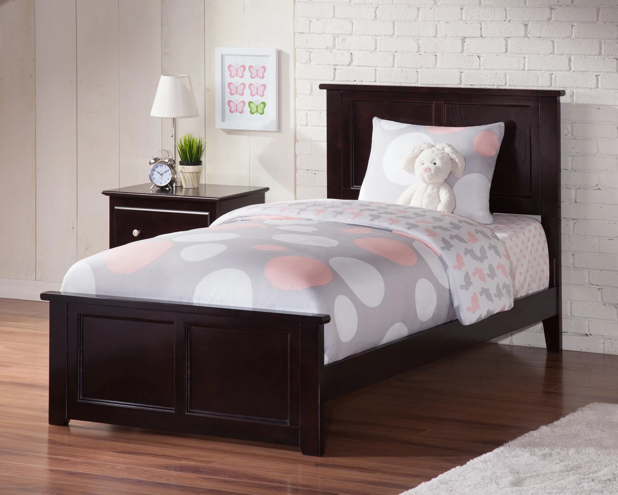 AFI Madison Twin Wood Traditional Bed with Matching Headboard Footboard Set in Espresso