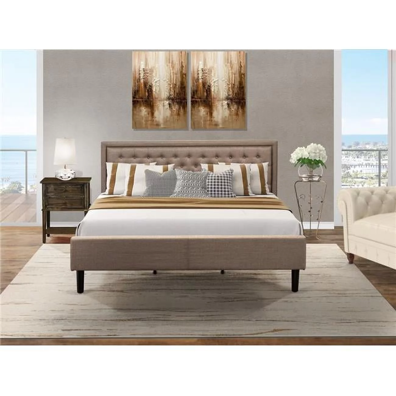 East West Furniture 2 Piece Kendall Wooden Bedroom Set - Black