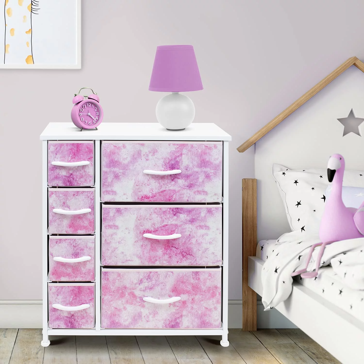 Sorbus Small Classic 7 Drawer Dresser for Kids Bedroom, Tie-Dye Colors (28.75