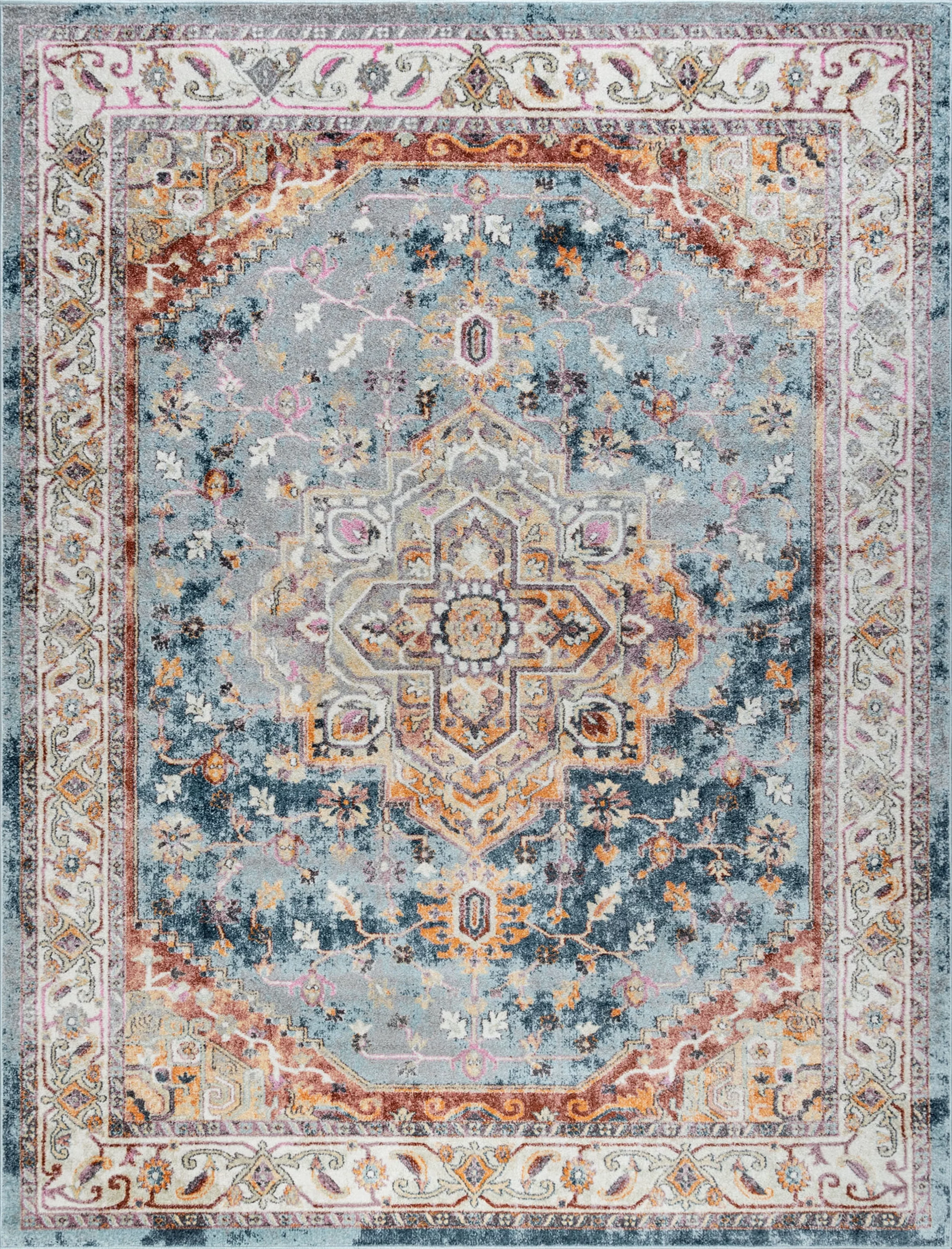5x8 Traditional Denim Area Rugs for Living Room | Bedroom Rug | Dining Room Rug | Indoor Entry or Entryway Rug | Kitchen Rug | Alfombras para Salas 5'3'' x 7'3''