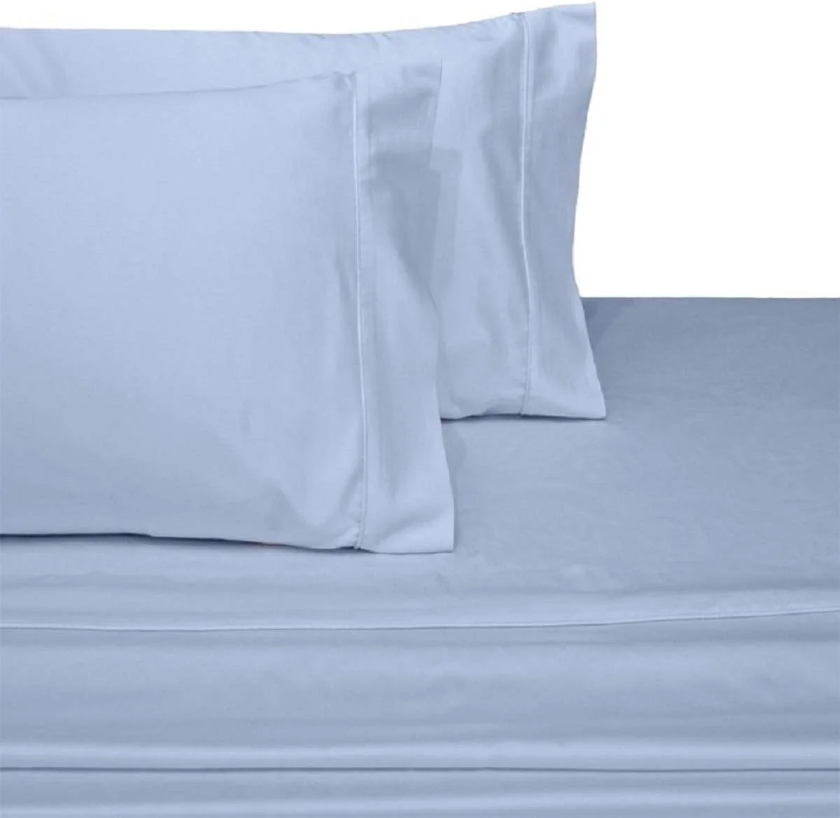Solid Blue Queen Size Microfiber Attached Waterbed With Pole Attachment. Pole Not Included