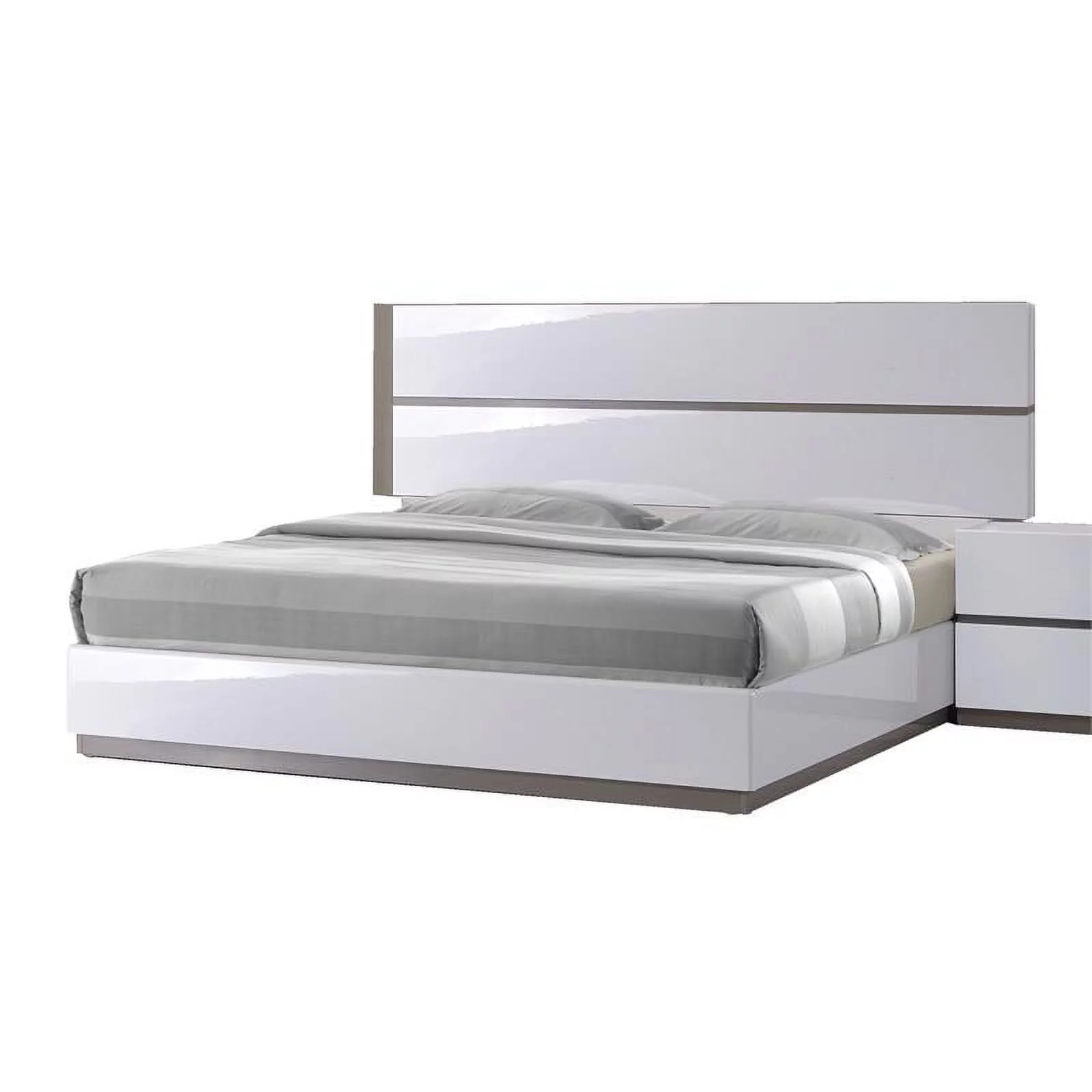 Milan Valencia Modern Gloss White & Grey 5-Piece King-Size Bedroom Set