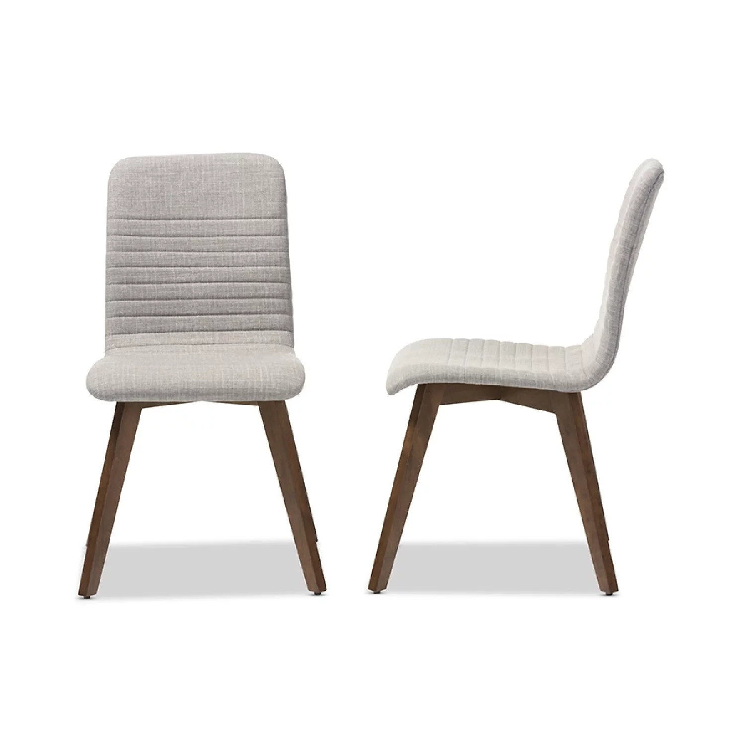 Baxton Studio Sugar Mid-century Retro Modern Scandinavian Style Light Grey Fabric Upholstered Walnut Wood Finishing