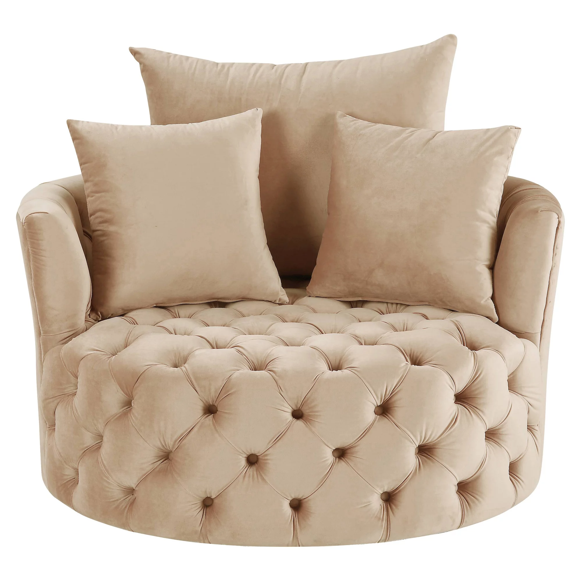ACME Zunyas Recessed Arm Tufted Accent Chair in Beige