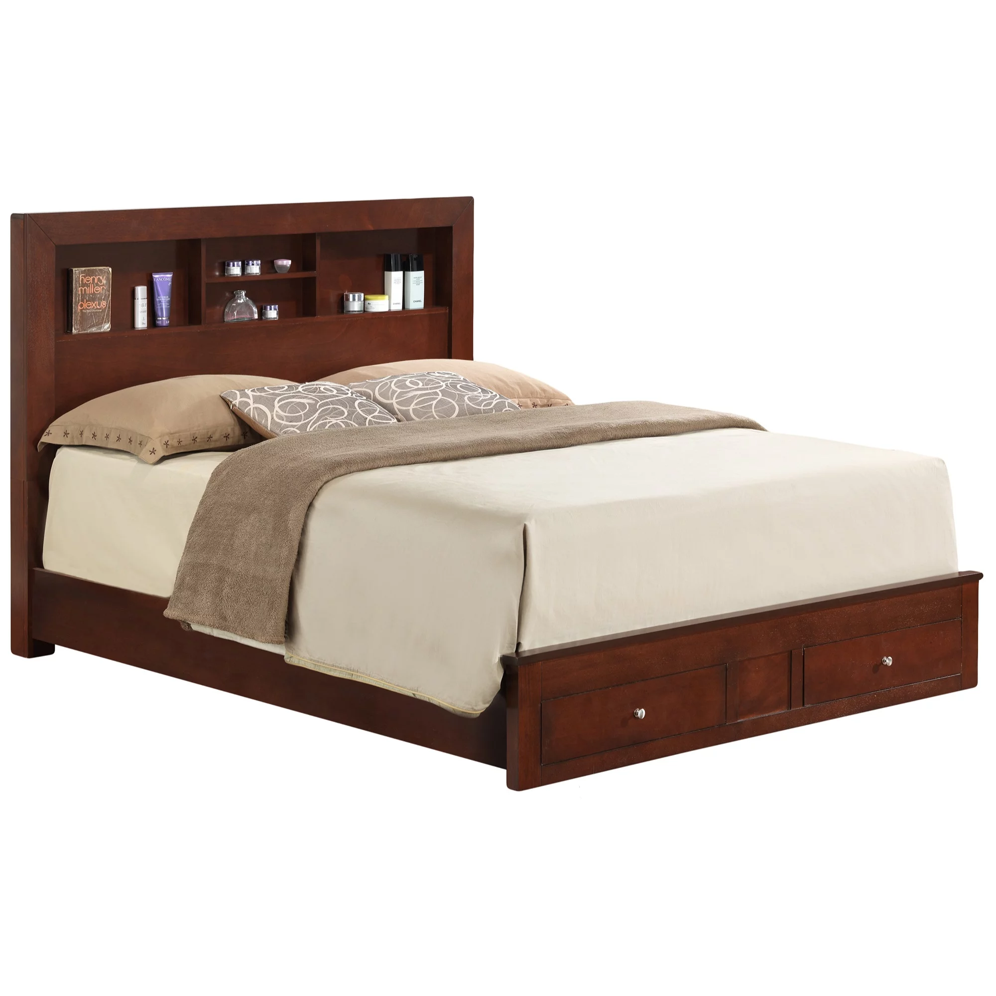 Passion Furniture Burlington Cherry King Storage Platform Bed PF-G2400D-KSB2