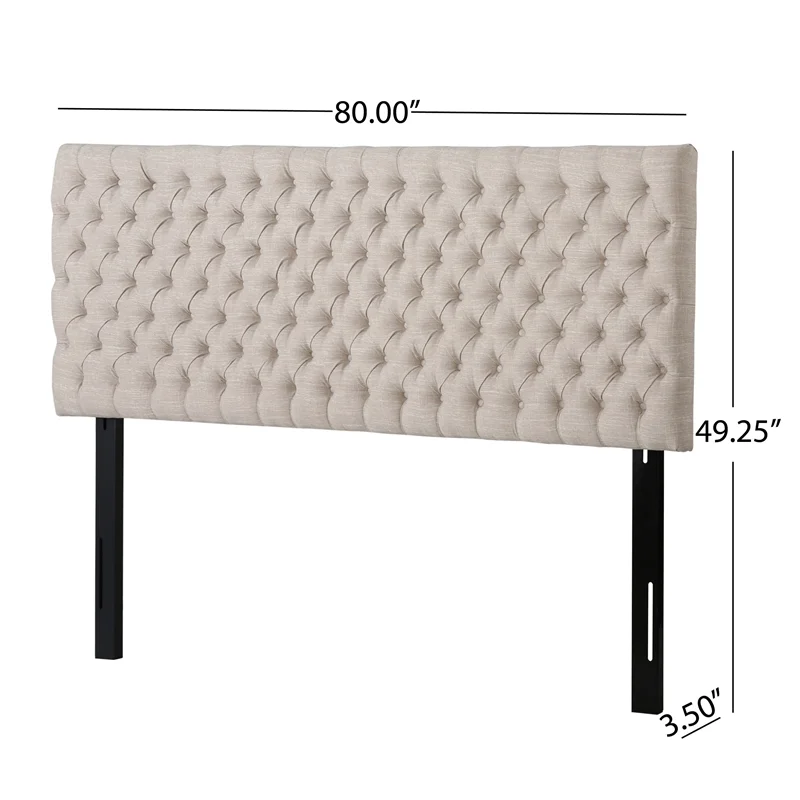Noble House Jezebel Contemporary Fabric King/Cal King Headboard in Light Beige