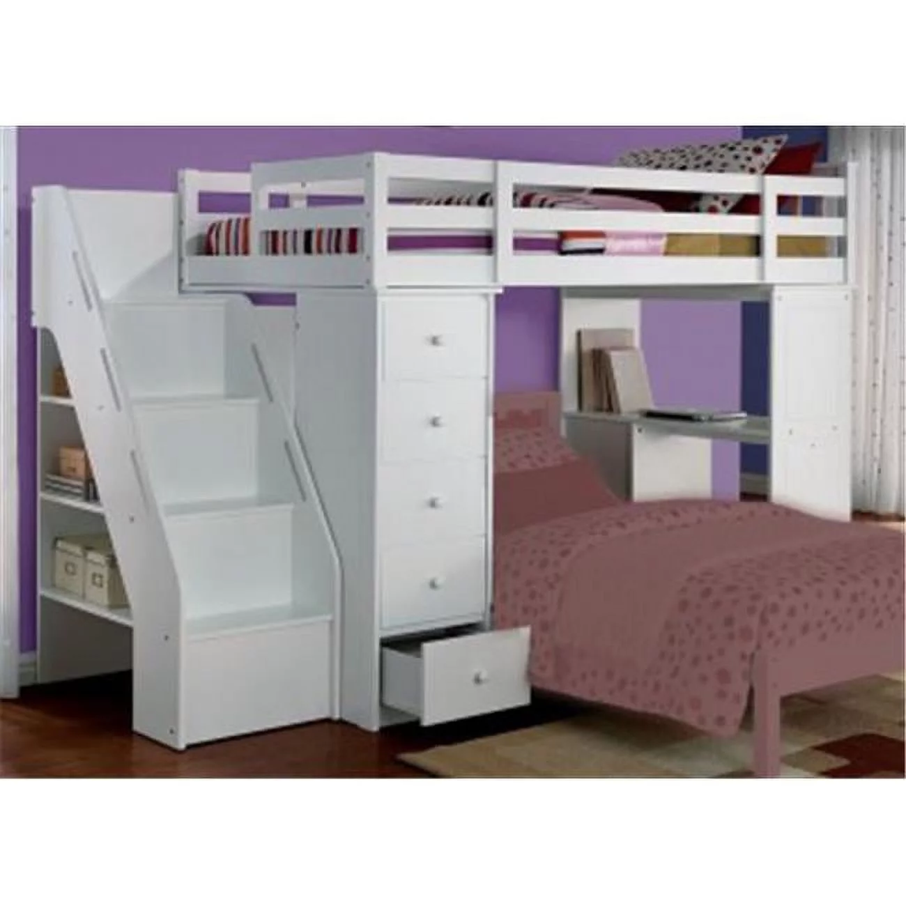 _KIT Youth Bedroom Loft Bed And Bookcase Ladder