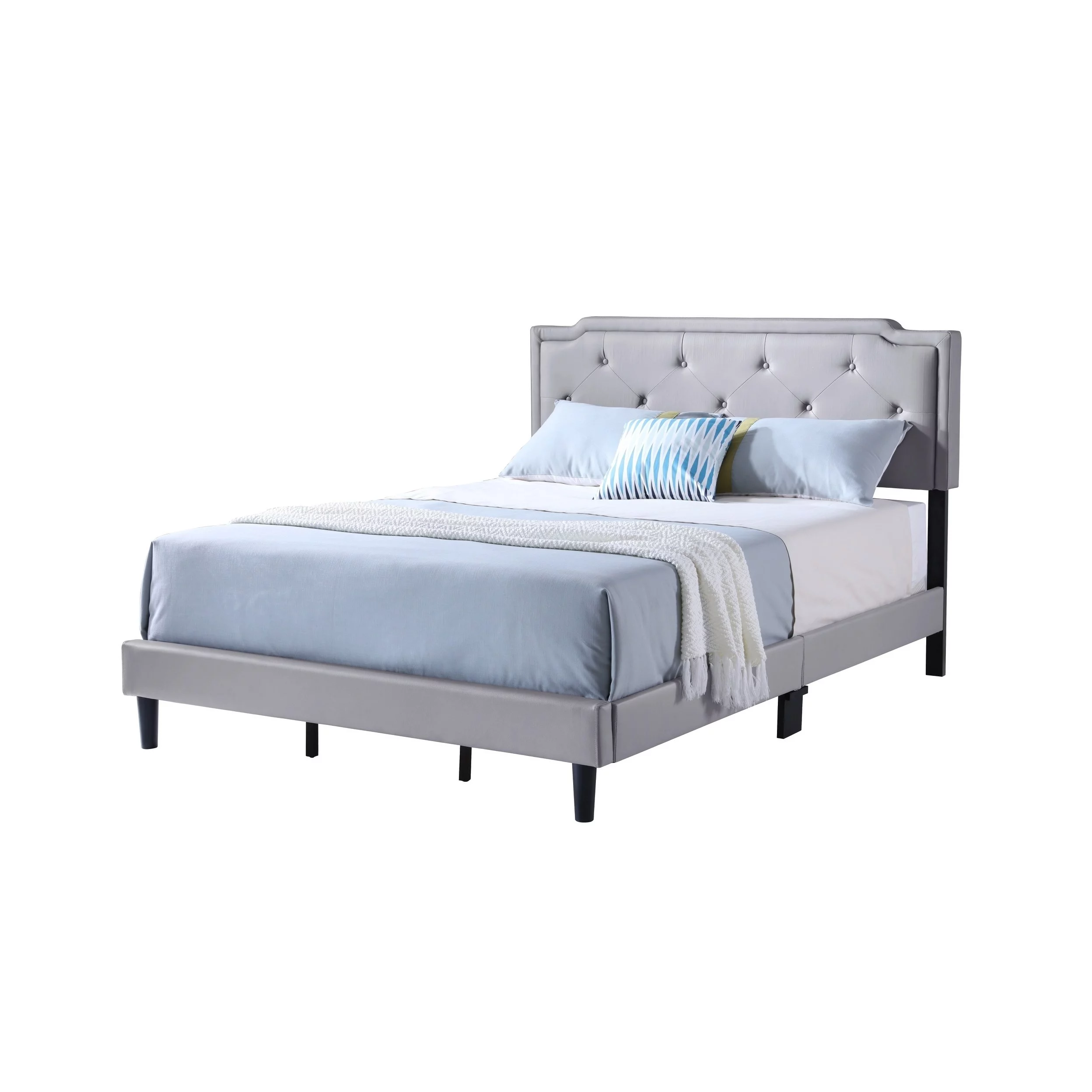 Gray Faux Leather King Bed