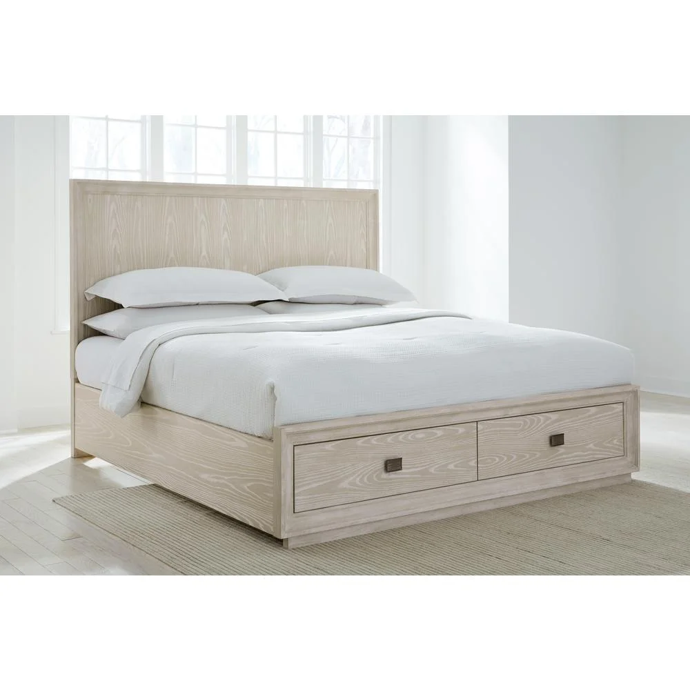 Modus Furniture Maxime Two Drawer Footboard Storage Platform Bed In Ash